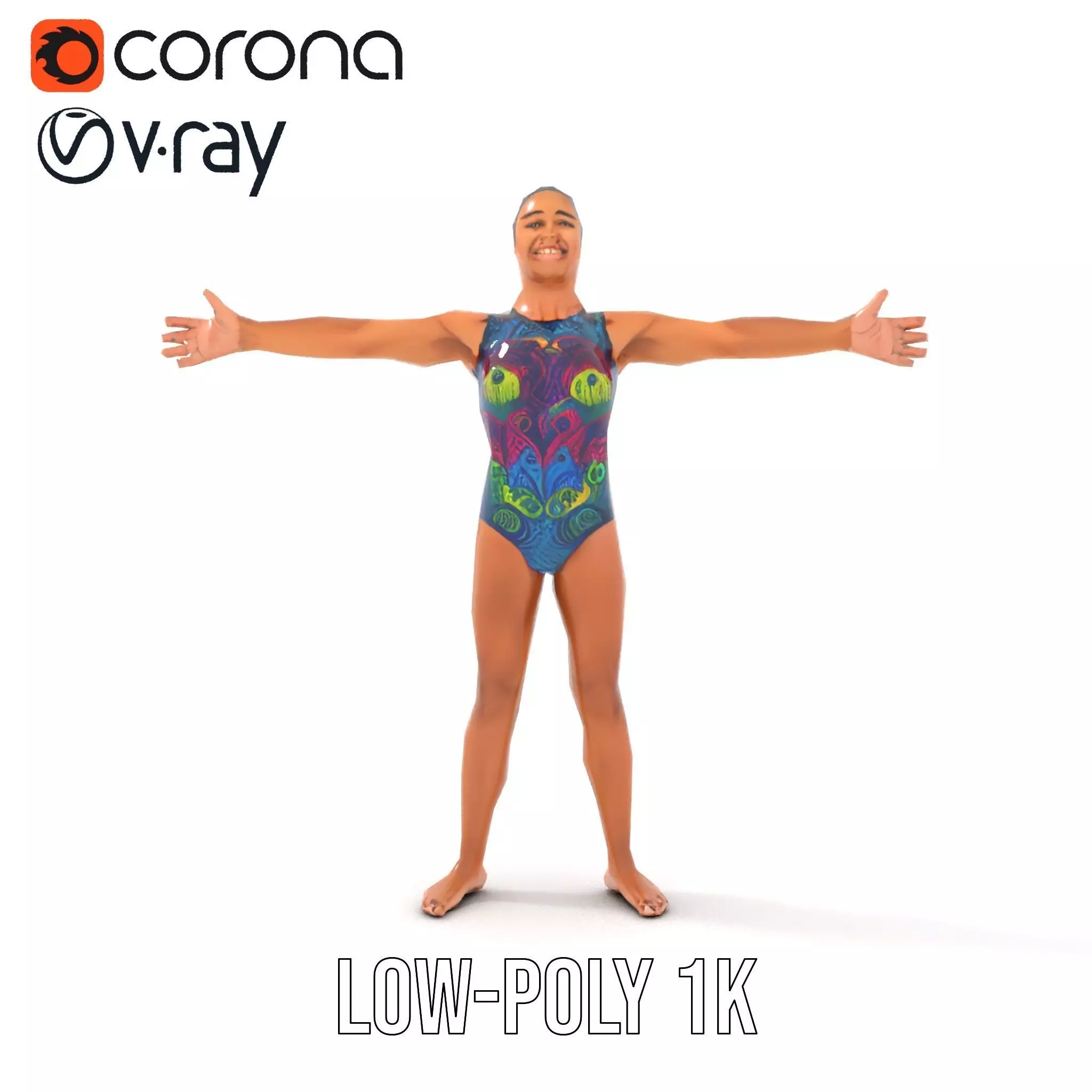 Vibrant Swimsuit Athlete model pack Low-poly 3D model_17