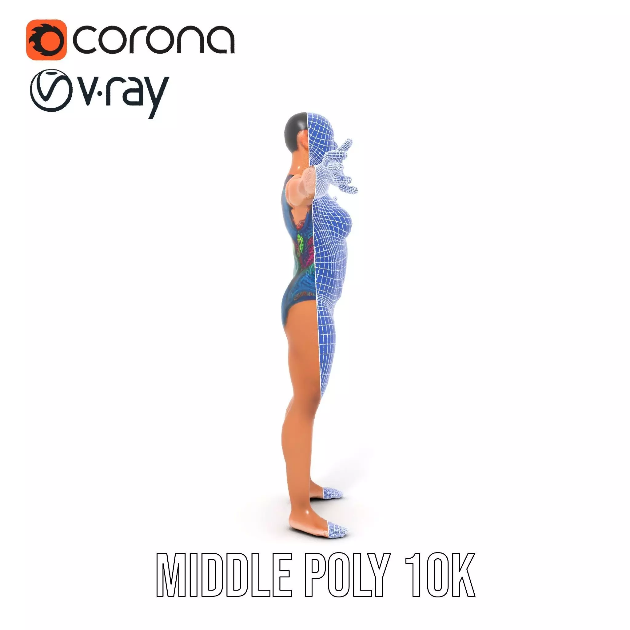 Vibrant Swimsuit Athlete model pack Low-poly 3D model_27