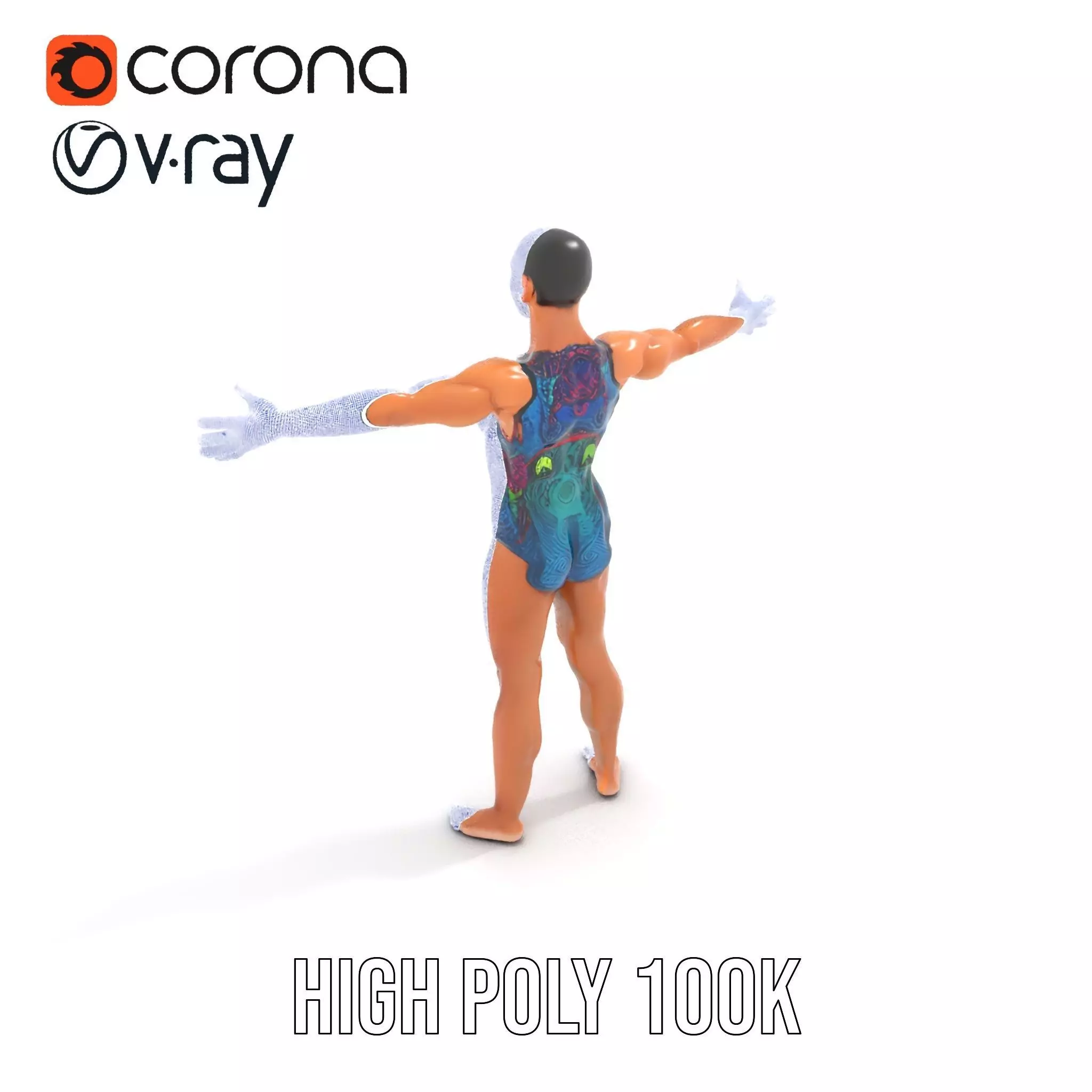 Vibrant Swimsuit Athlete model pack Low-poly 3D model_24