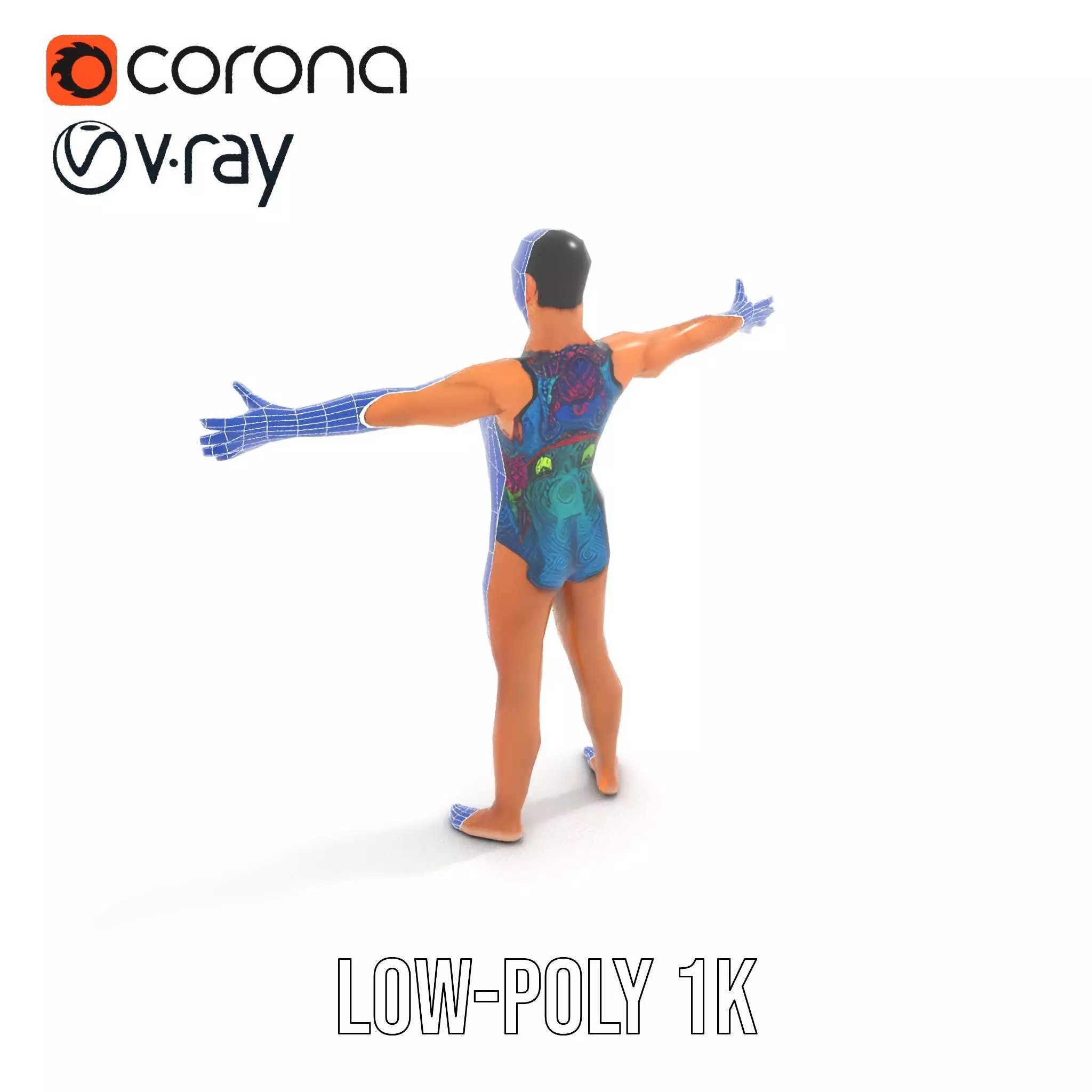 Vibrant Swimsuit Athlete model pack Low-poly 3D model_26