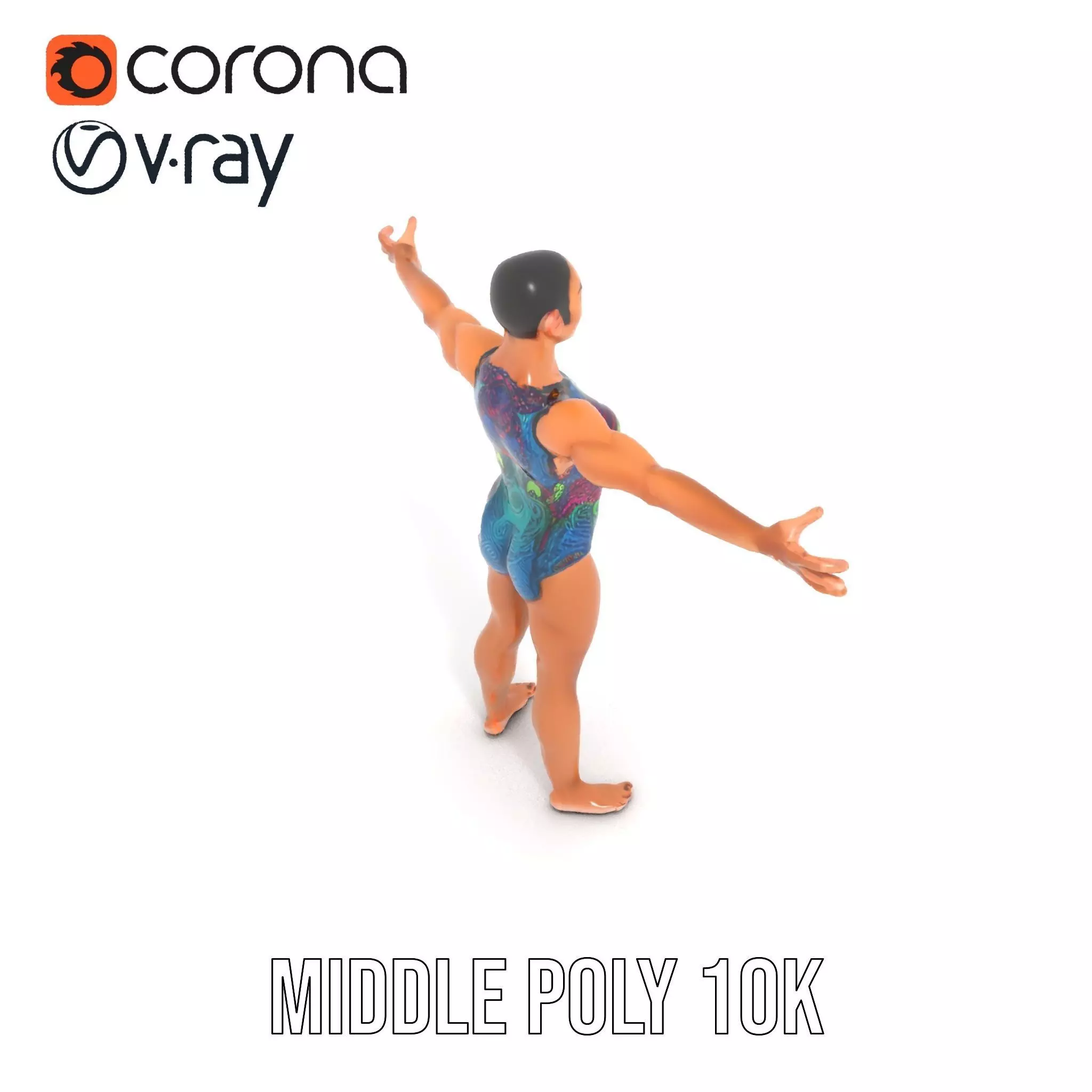 Vibrant Swimsuit Athlete model pack Low-poly 3D model_16