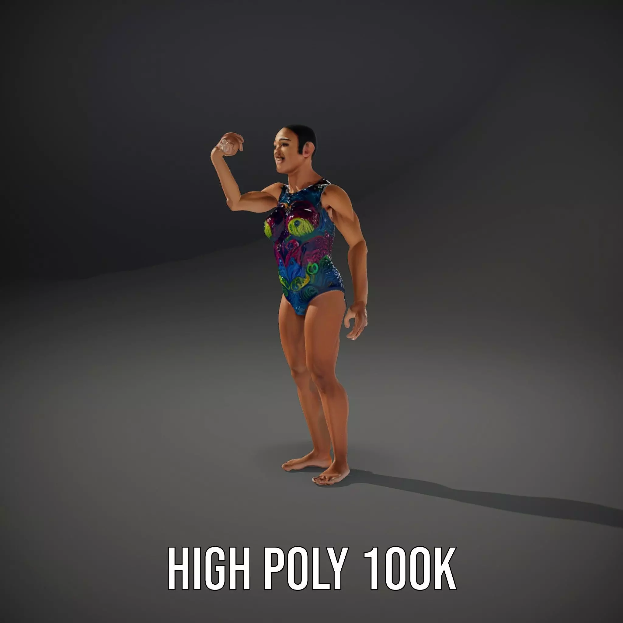 Vibrant Swimsuit Athlete model pack Low-poly 3D model_10