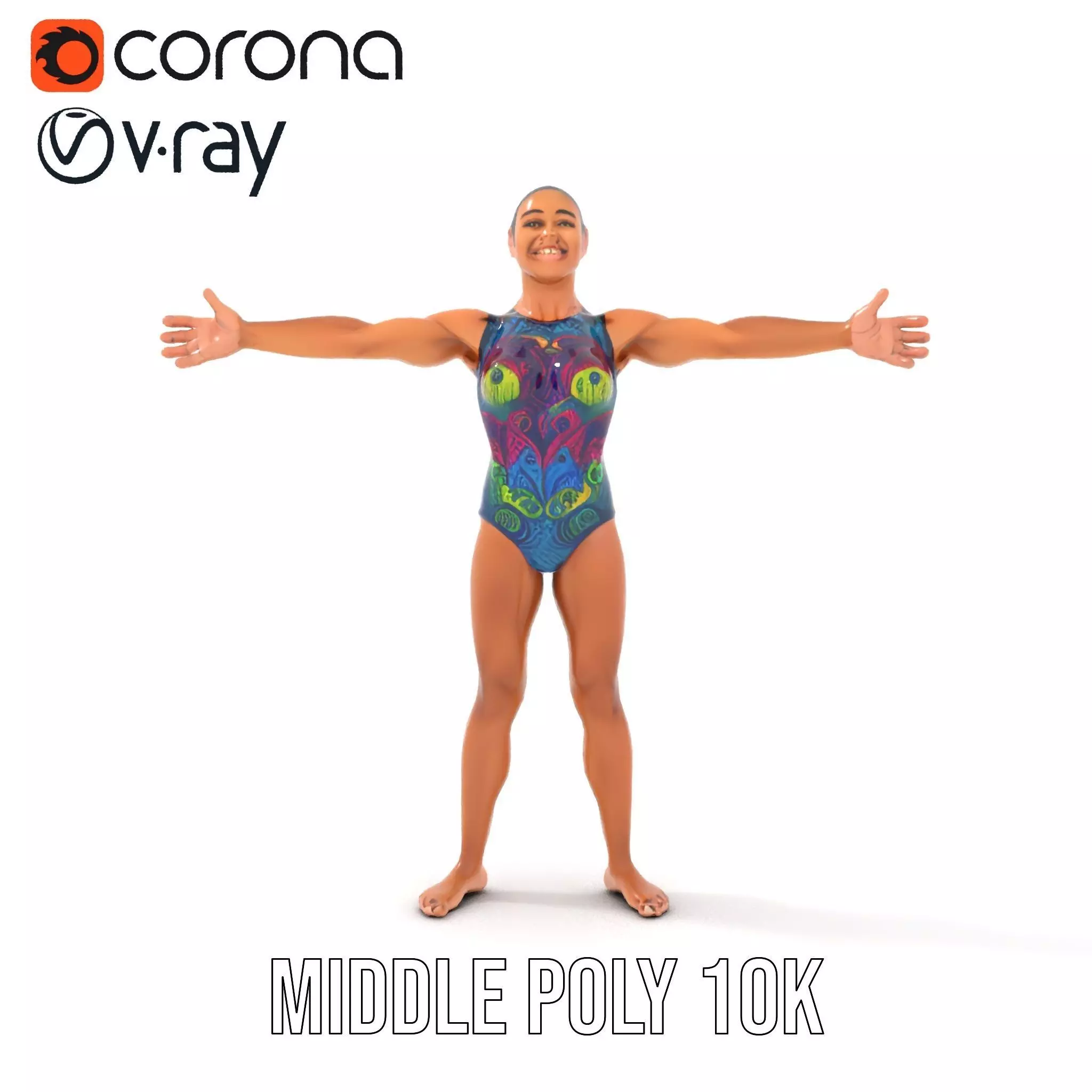 Vibrant Swimsuit Athlete model pack Low-poly 3D model_5