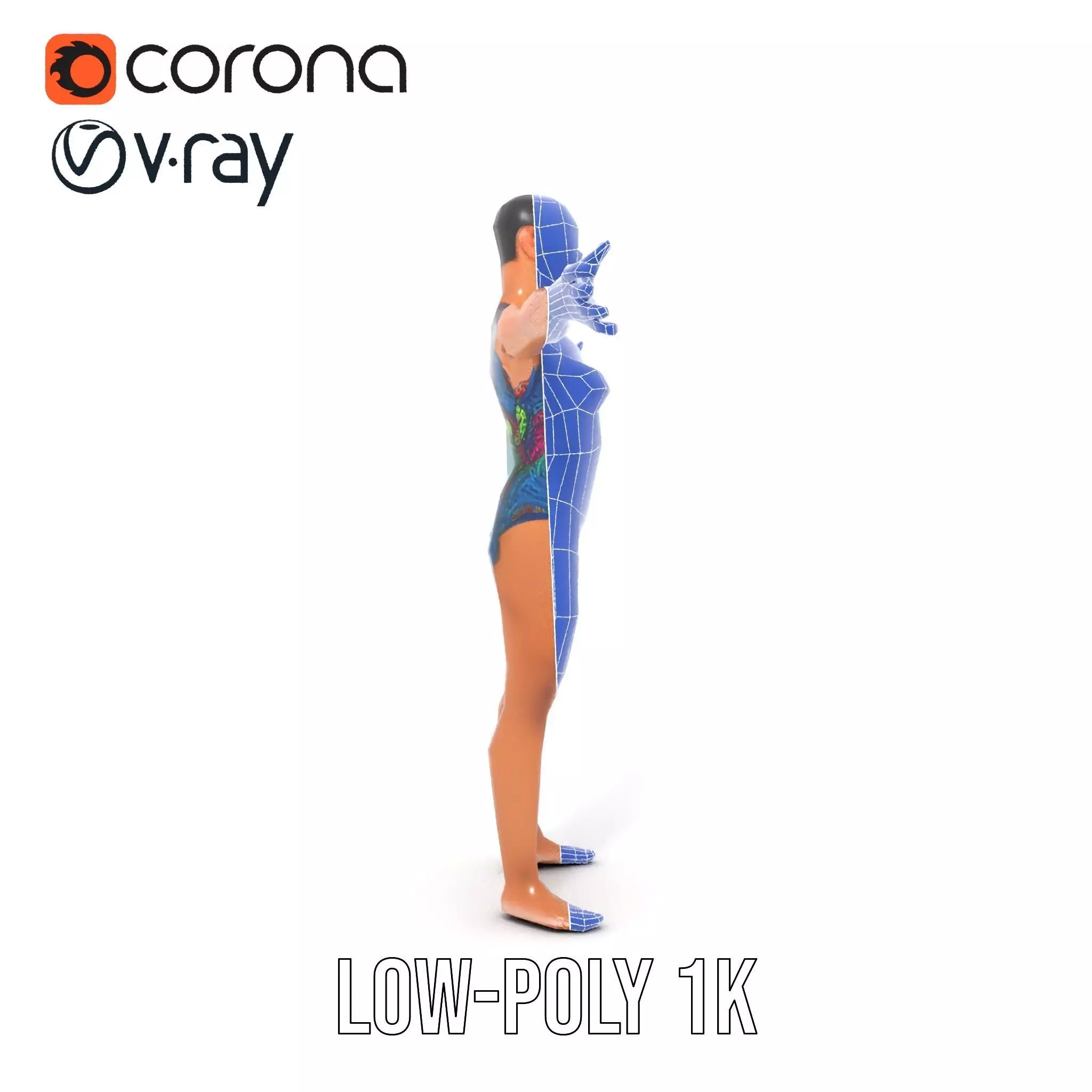 Vibrant Swimsuit Athlete model pack Low-poly 3D model_31