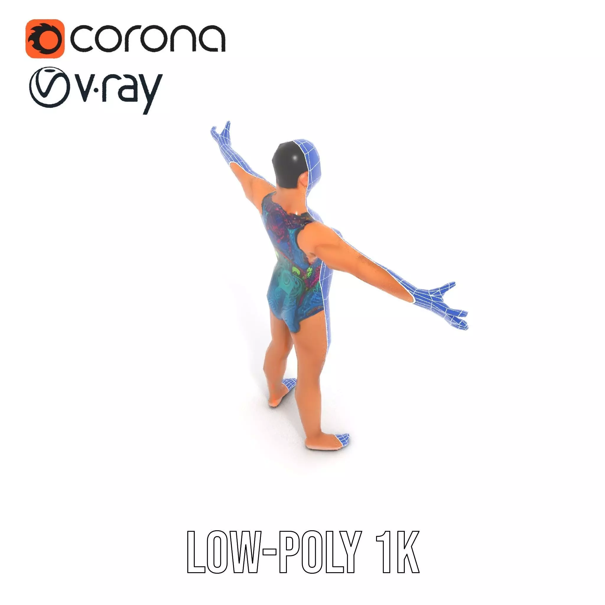 Vibrant Swimsuit Athlete model pack Low-poly 3D model_23