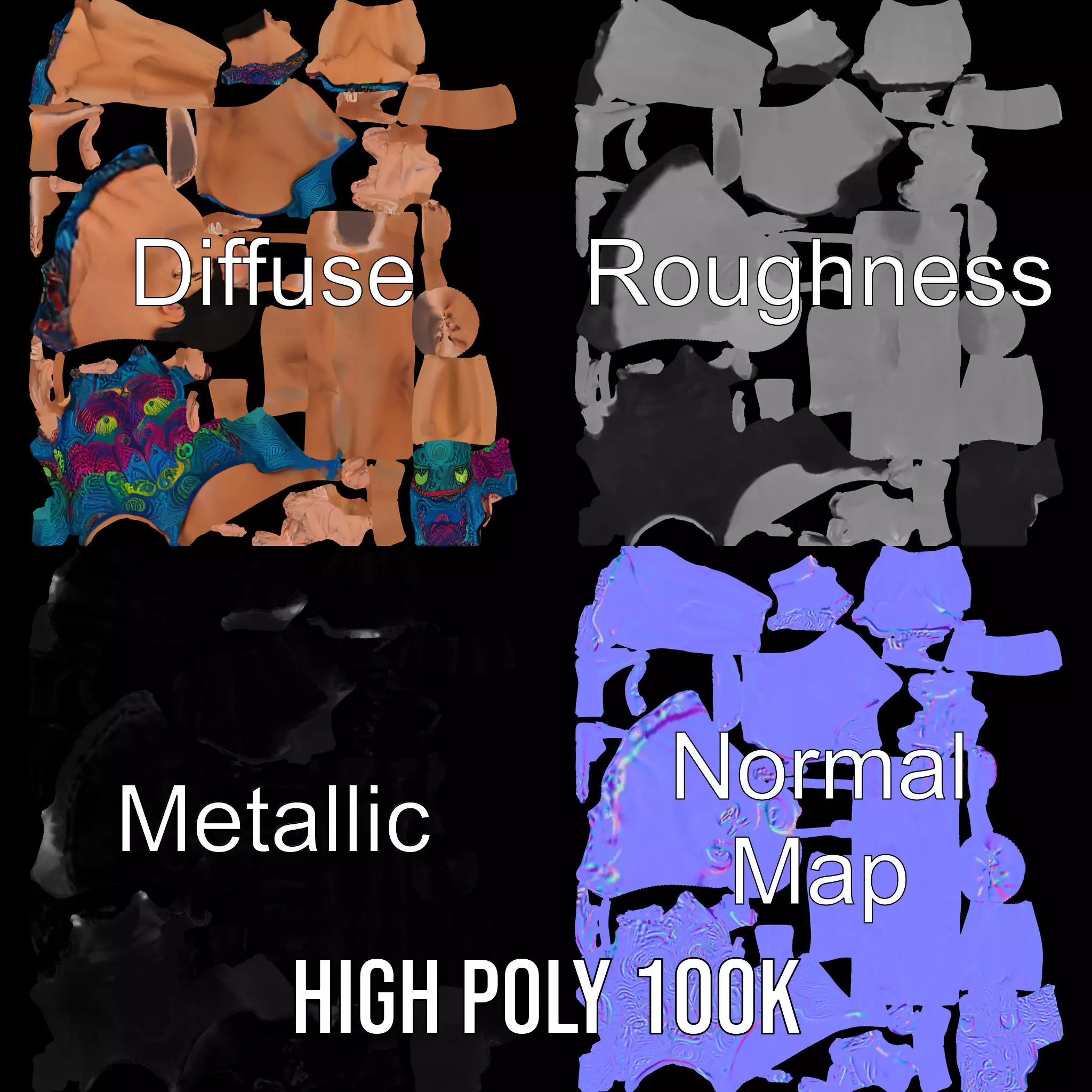 Vibrant Swimsuit Athlete model pack Low-poly 3D model_3