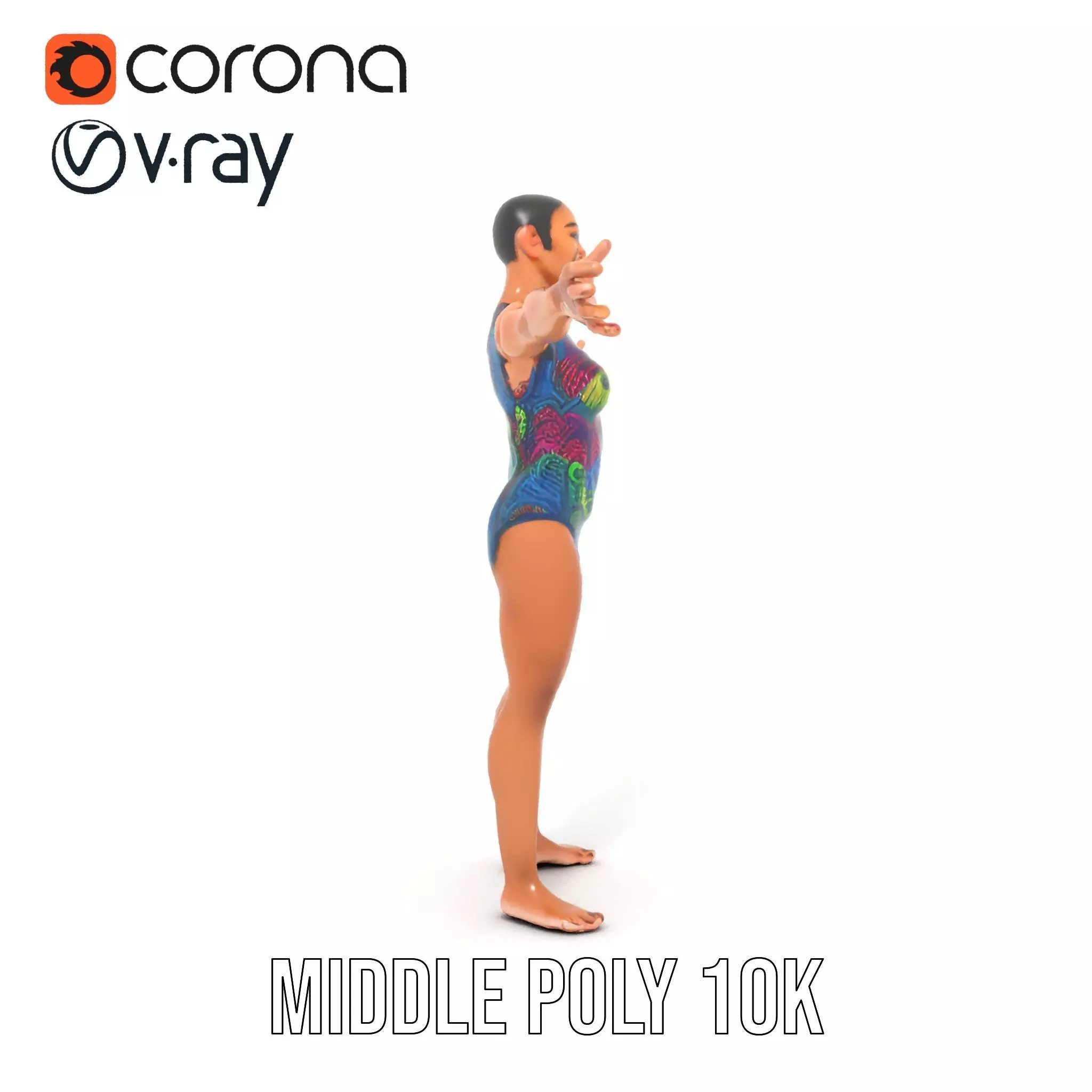 Vibrant Swimsuit Athlete model pack Low-poly 3D model_6