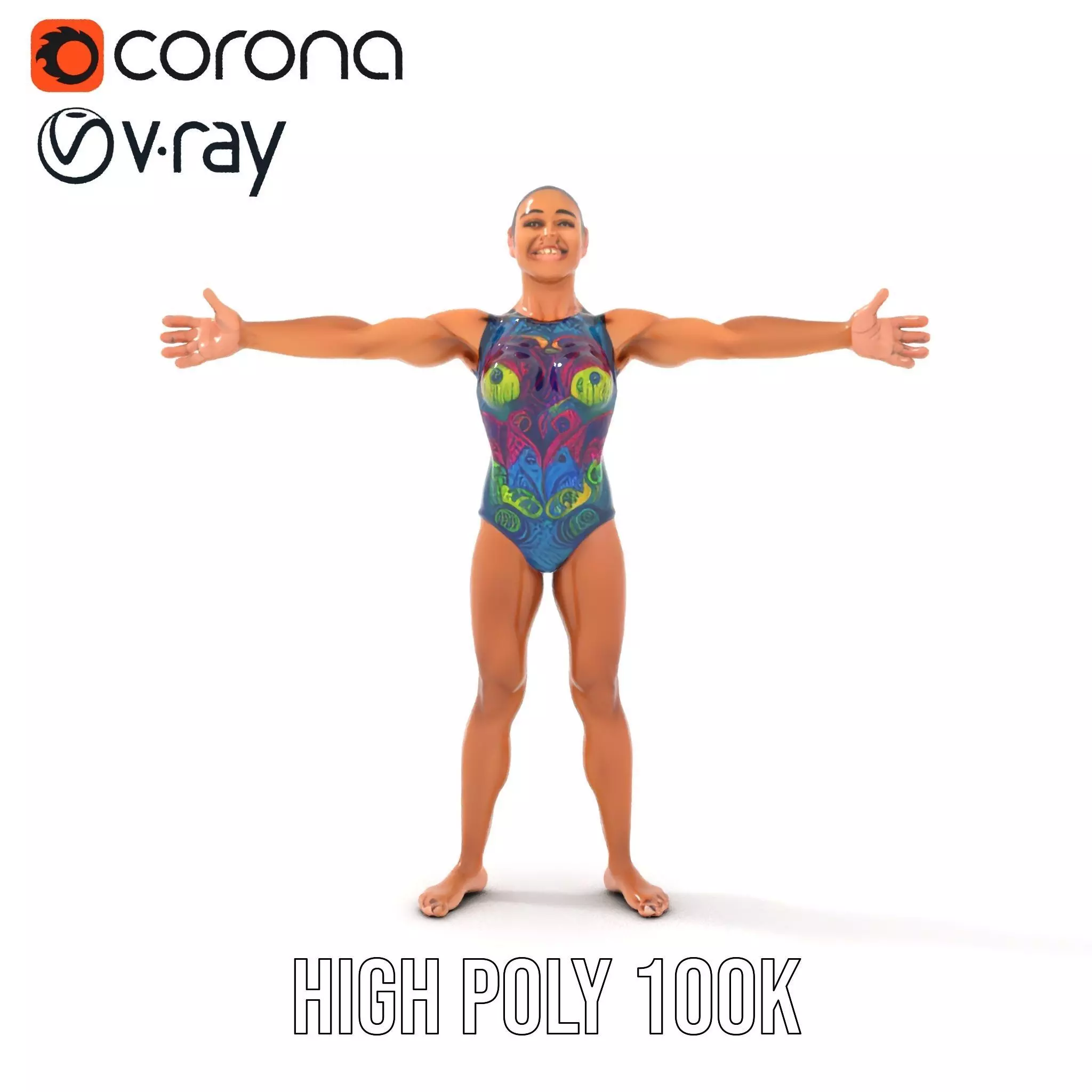 Vibrant Swimsuit Athlete model pack Low-poly 3D model_18