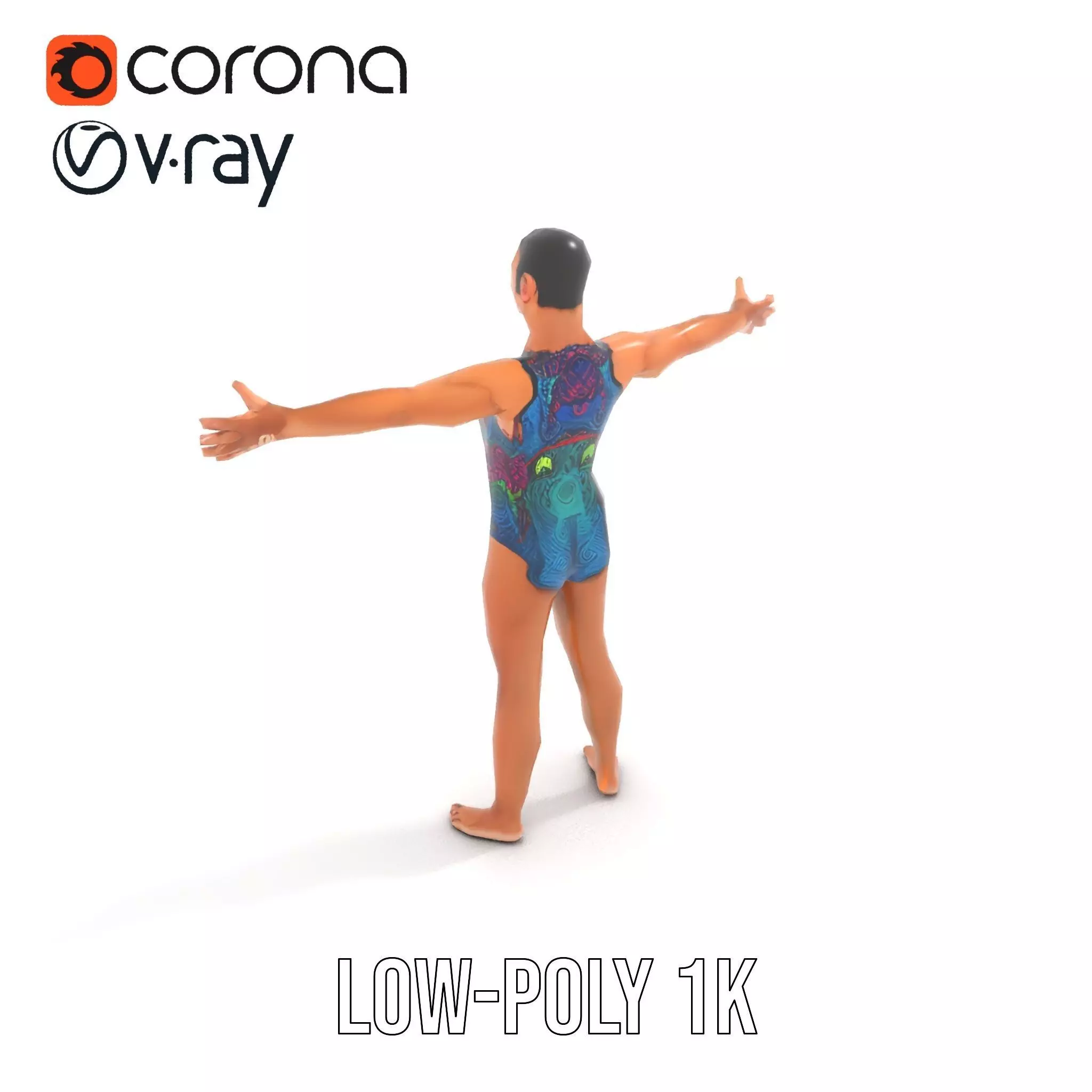 Vibrant Swimsuit Athlete model pack Low-poly 3D model_14