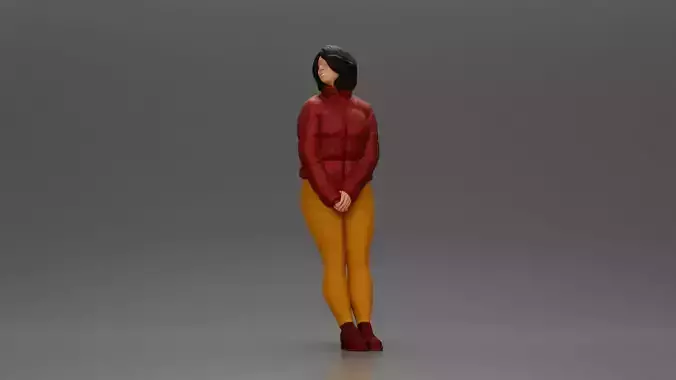 Woman leaning on the car wearing winter outfit