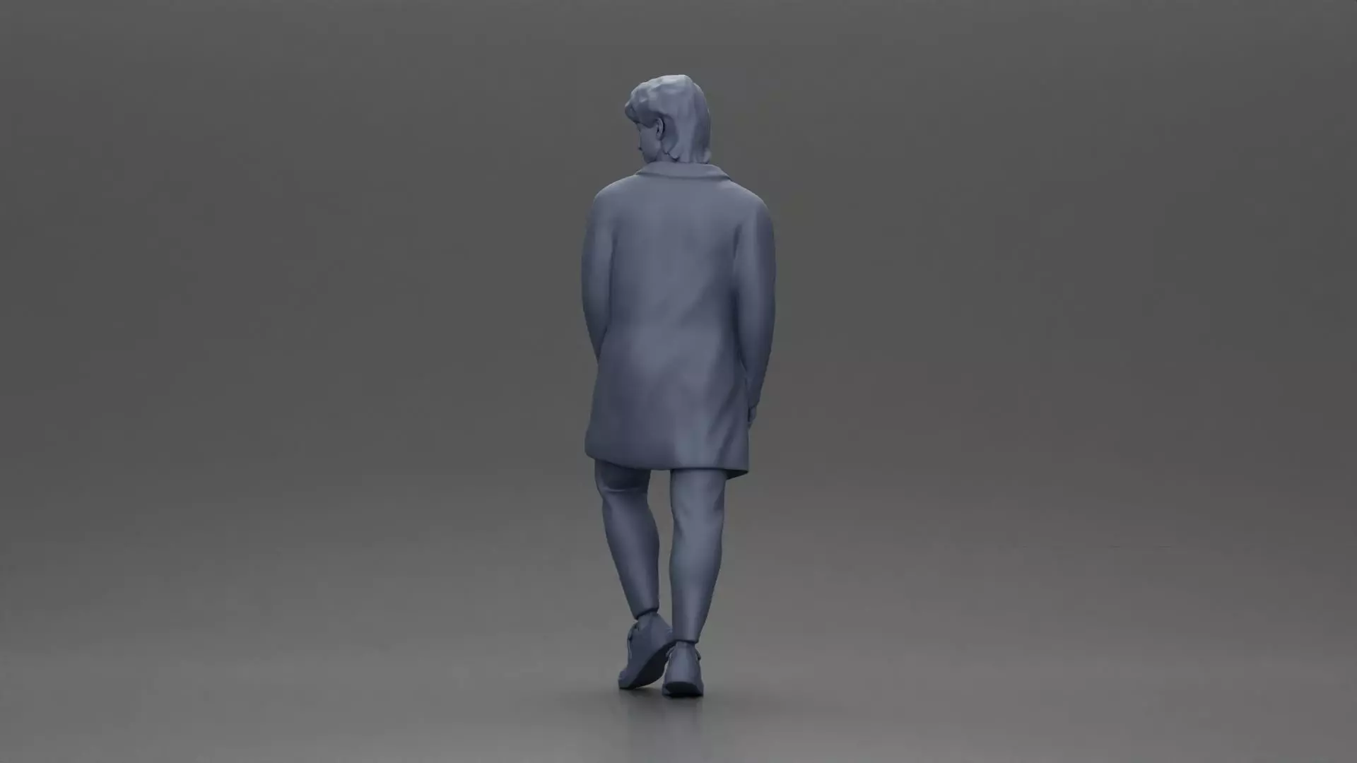 Man in brown coat glances sideways dressed in stylish winterwear 3D print model_9