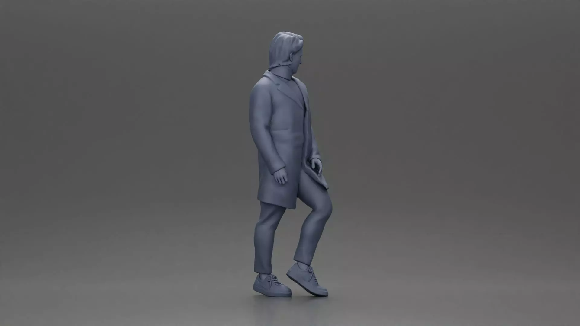 Man in brown coat glances sideways dressed in stylish winterwear 3D print model_7