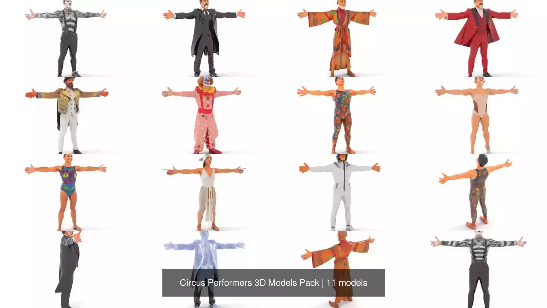 Circus Performers 3D Models Pack 3D Model Collection_0