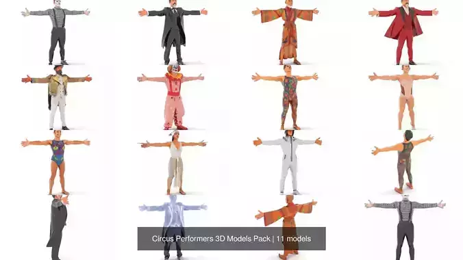 Circus Performers 3D Models Pack 3D Model Collection