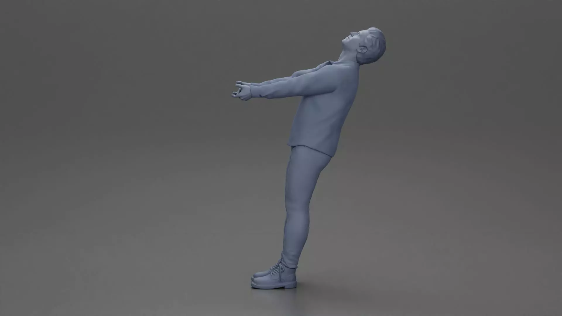 Man leaning back holding hands enjoying a playful dance moment 3D print model_9