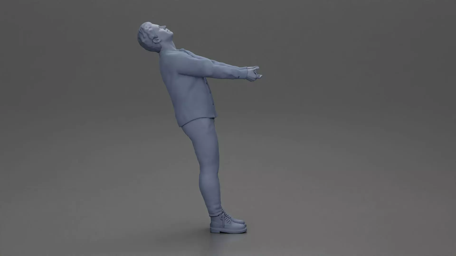 Man leaning back holding hands enjoying a playful dance moment 3D print model_6
