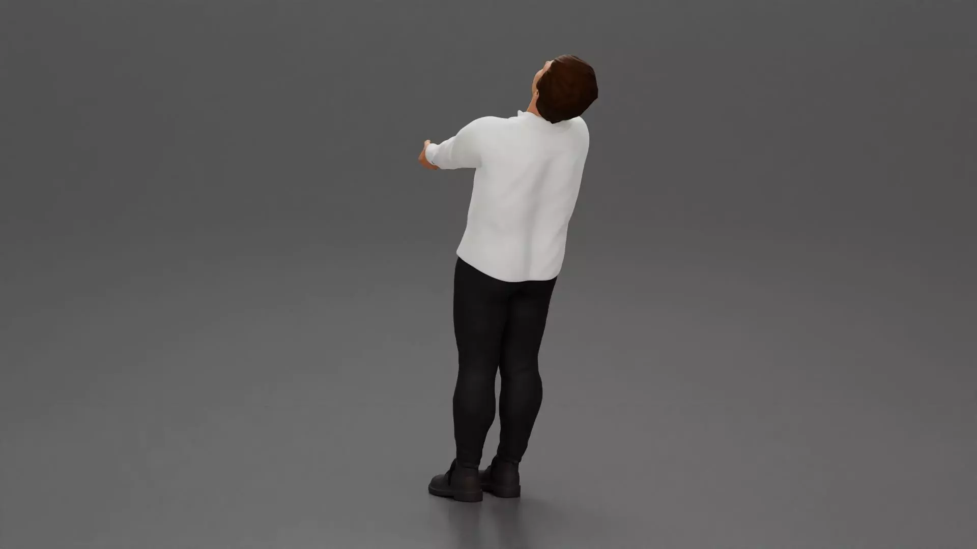 Man leaning back holding hands enjoying a playful dance moment 3D print model_2