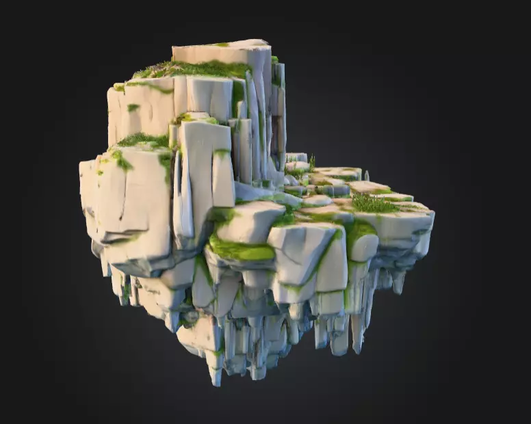 Floating Plateau Low-poly 3D model_3