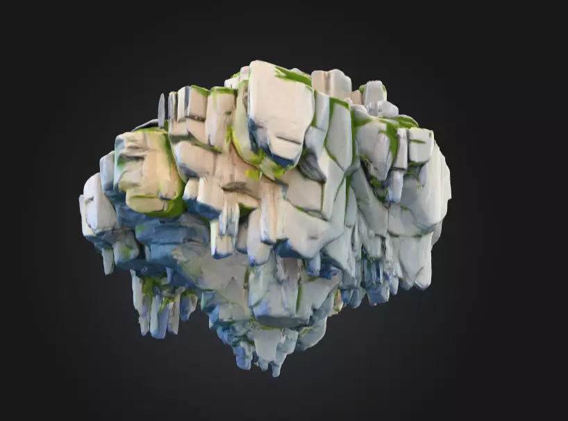 Floating Plateau Low-poly 3D model_7