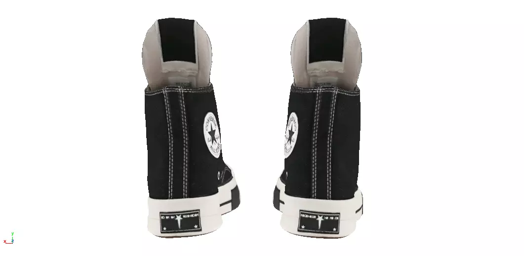 rick owens x converse chuck taylor High Low-poly 3D model_2
