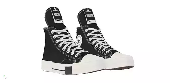 rick owens x converse chuck taylor High Low-poly 3D model rick owens x converse chuck taylor High Low-poly 3D model