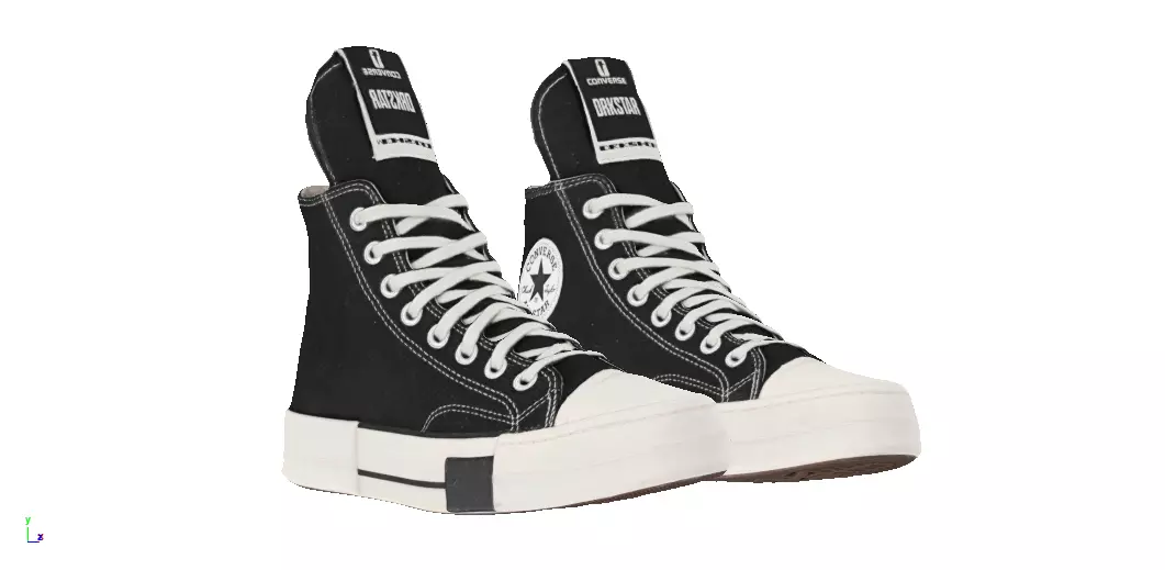 rick owens x converse chuck taylor High Low-poly 3D model_0