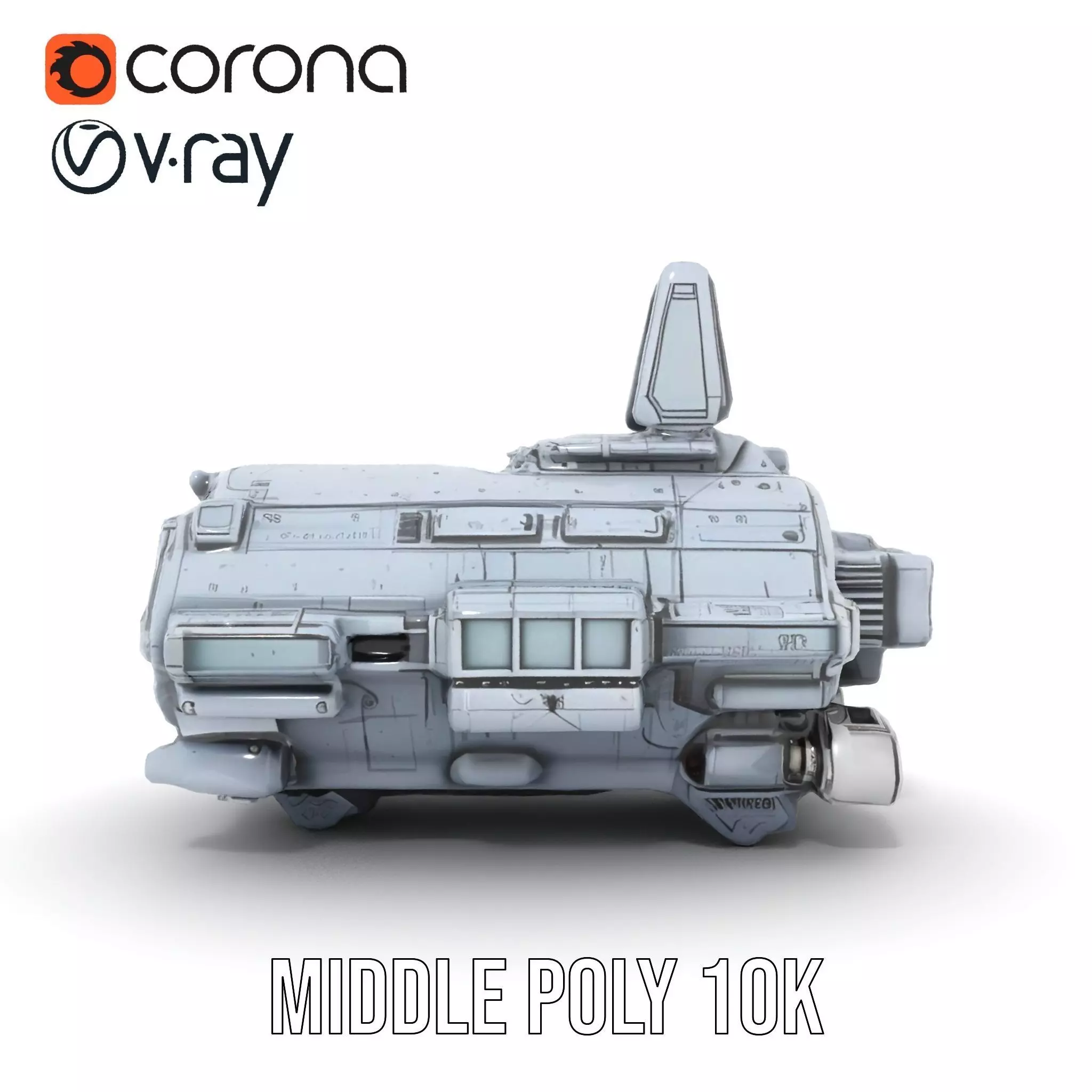 Futuristic Spaceship model pack Low-poly 3D model_16