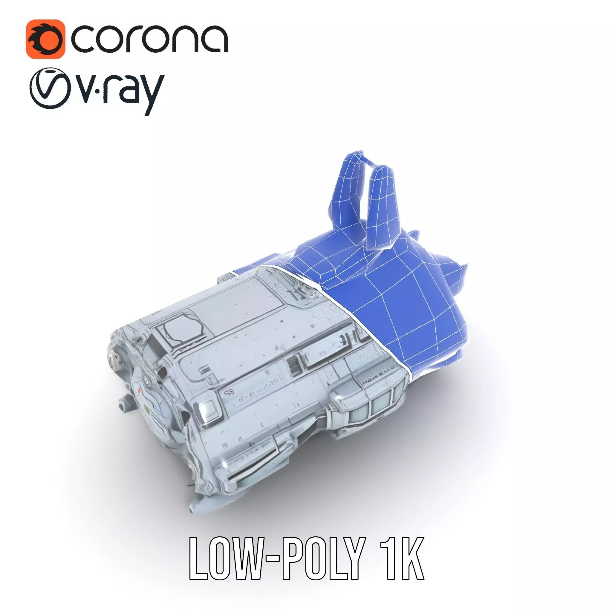 Futuristic Spaceship model pack Low-poly 3D model_25