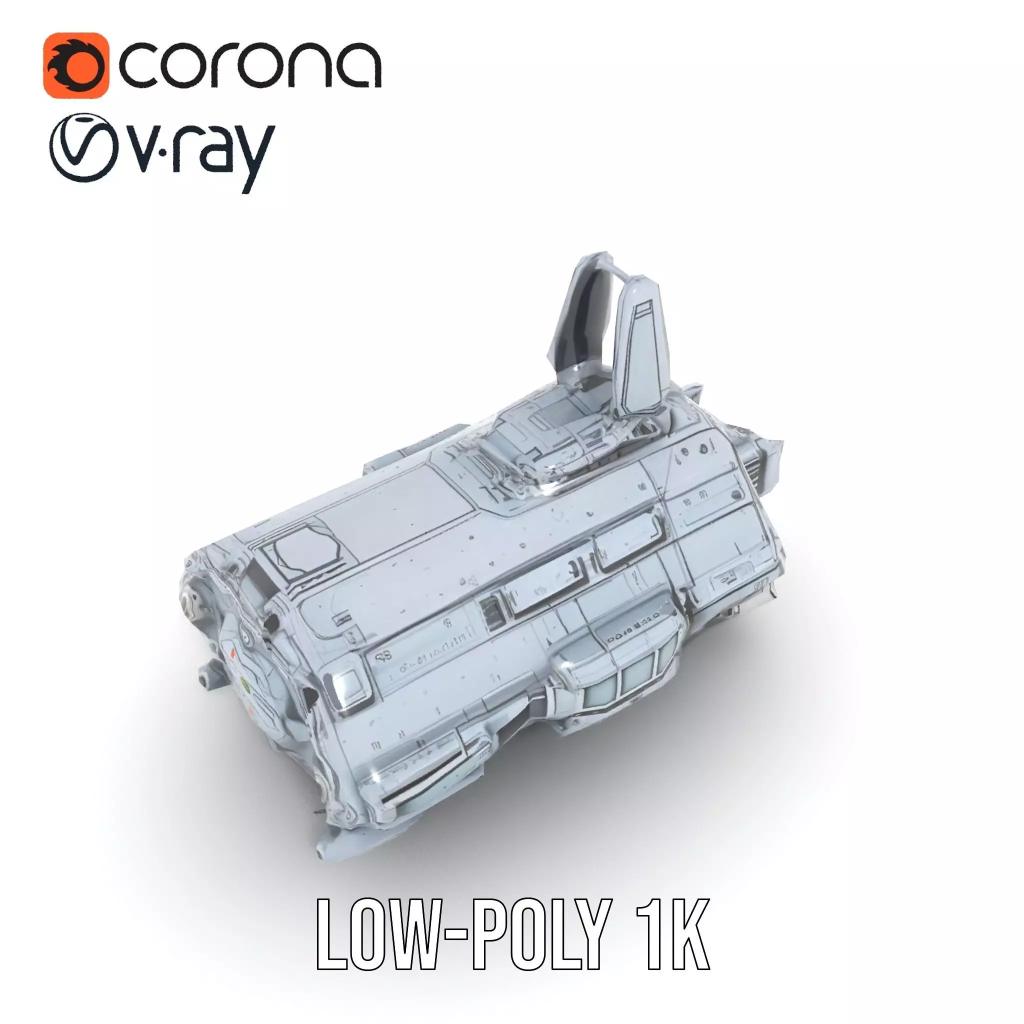 Futuristic Spaceship model pack Low-poly 3D model_7