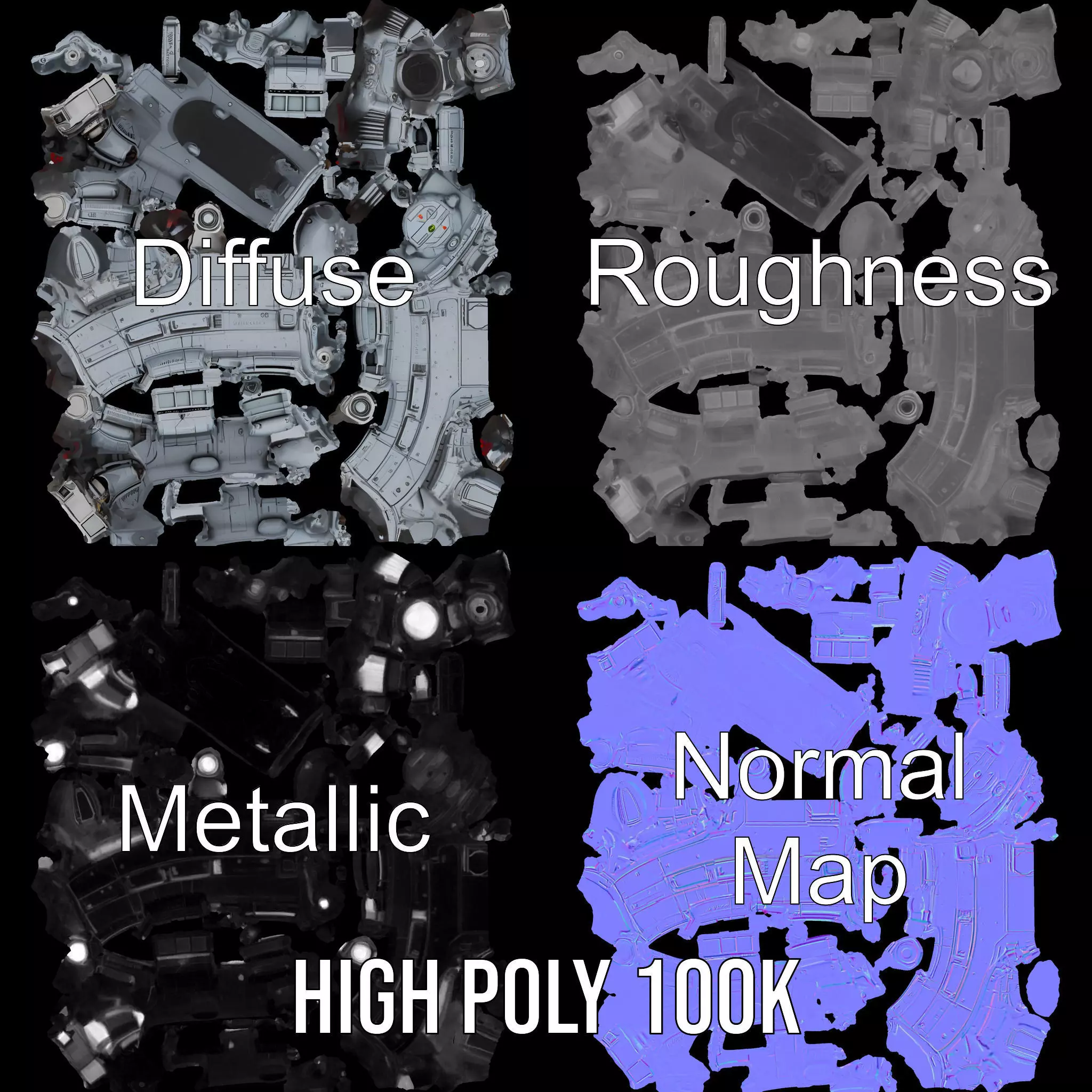 Futuristic Spaceship model pack Low-poly 3D model_3