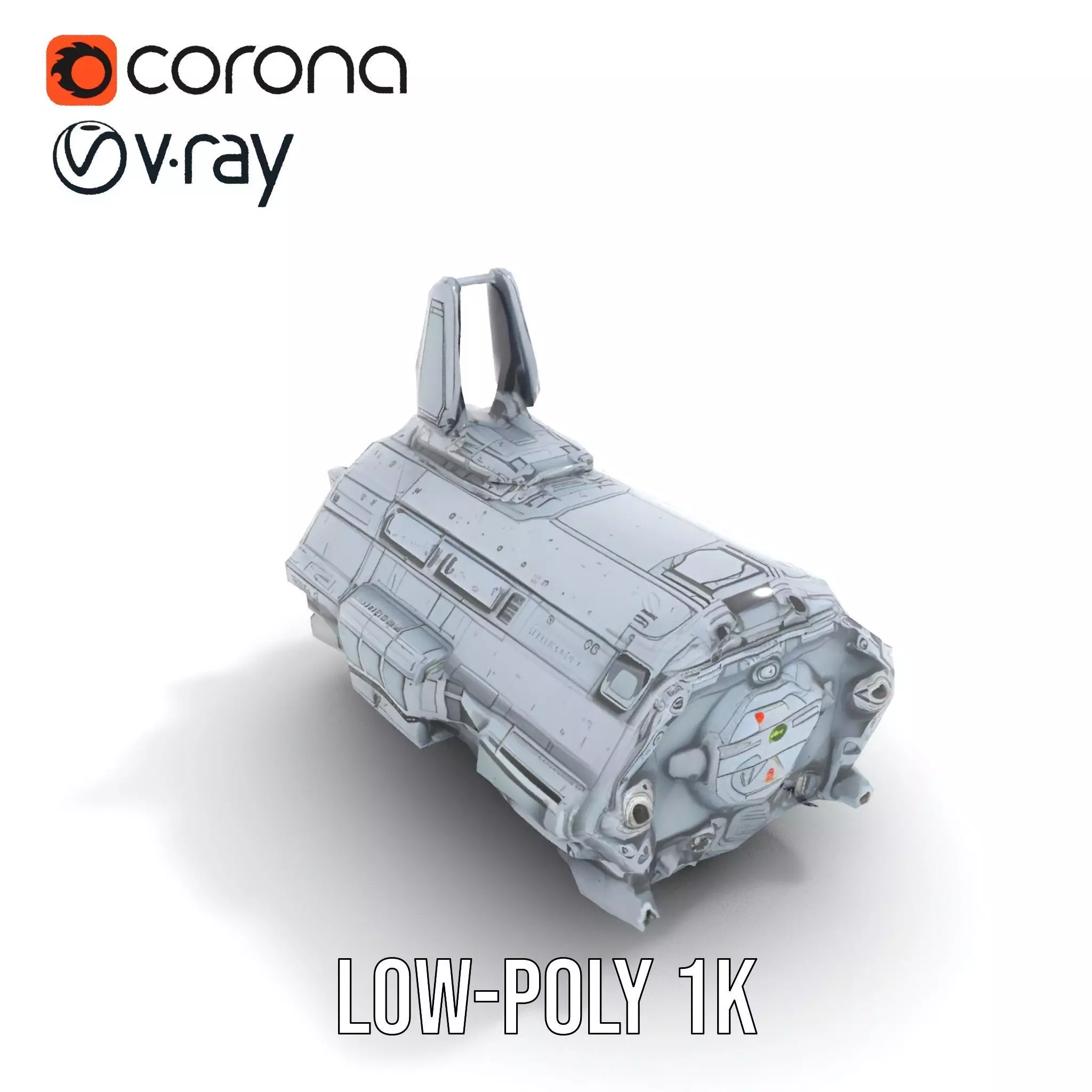 Futuristic Spaceship model pack Low-poly 3D model_14