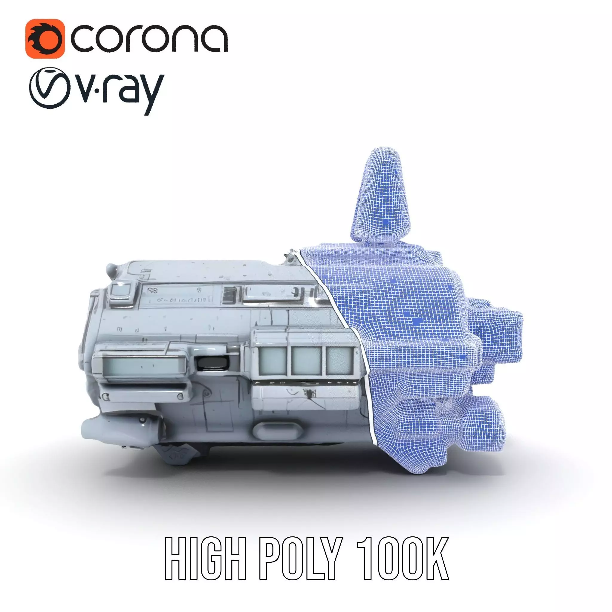 Futuristic Spaceship model pack Low-poly 3D model_34