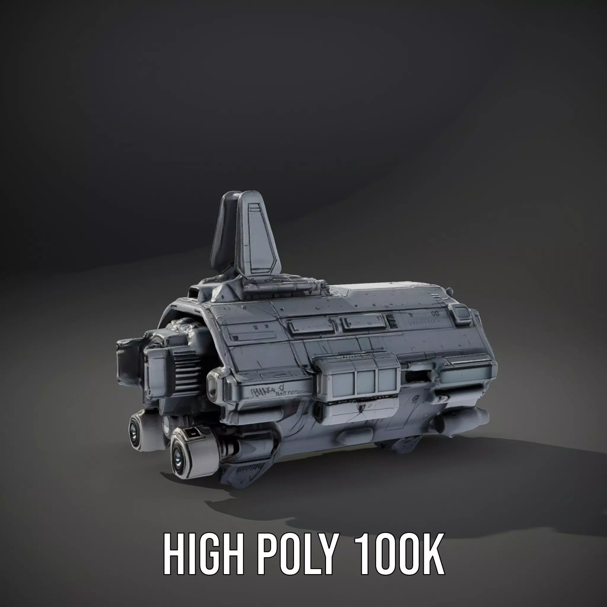 Futuristic Spaceship model pack Low-poly 3D model_8