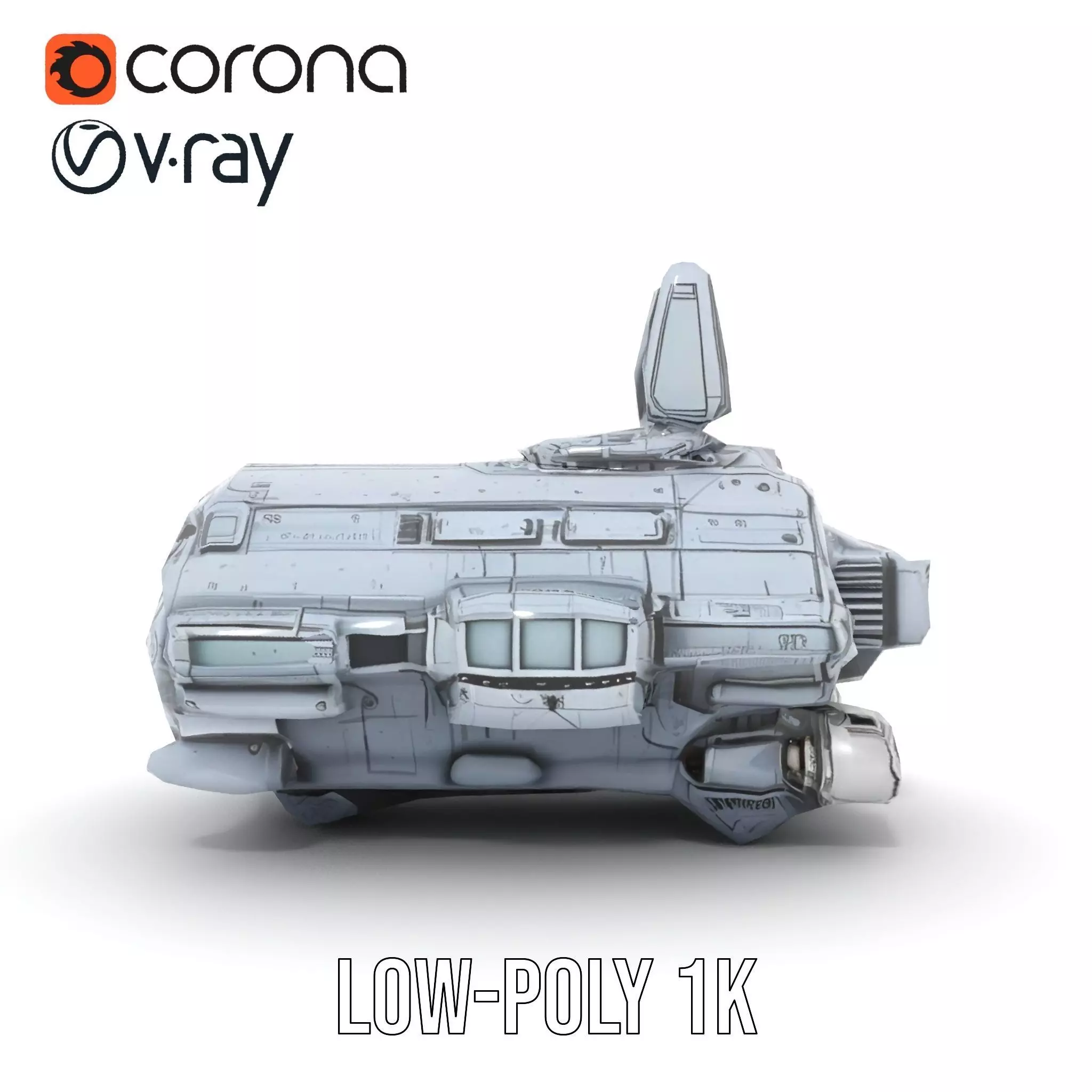 Futuristic Spaceship model pack Low-poly 3D model_12