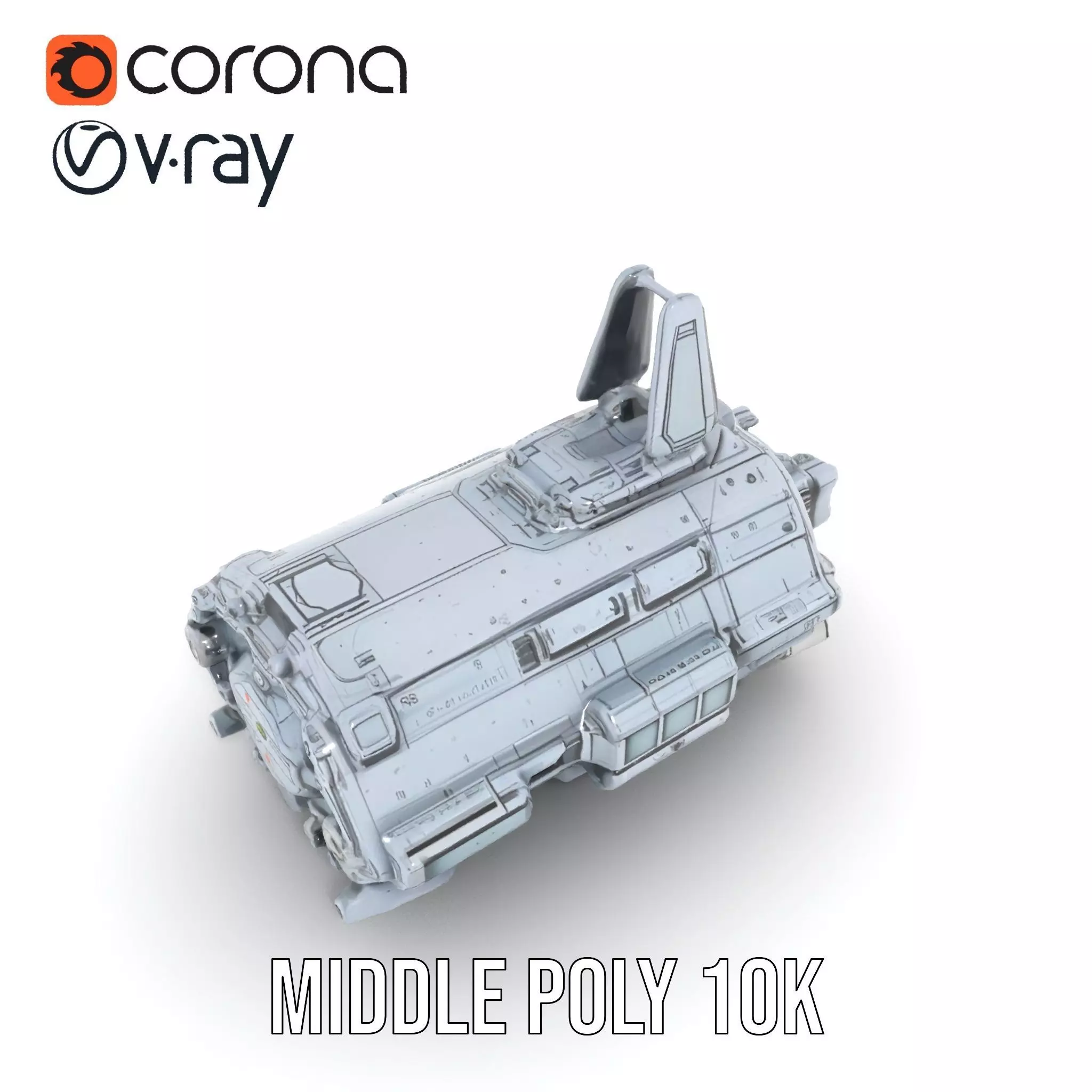 Futuristic Spaceship model pack Low-poly 3D model_5