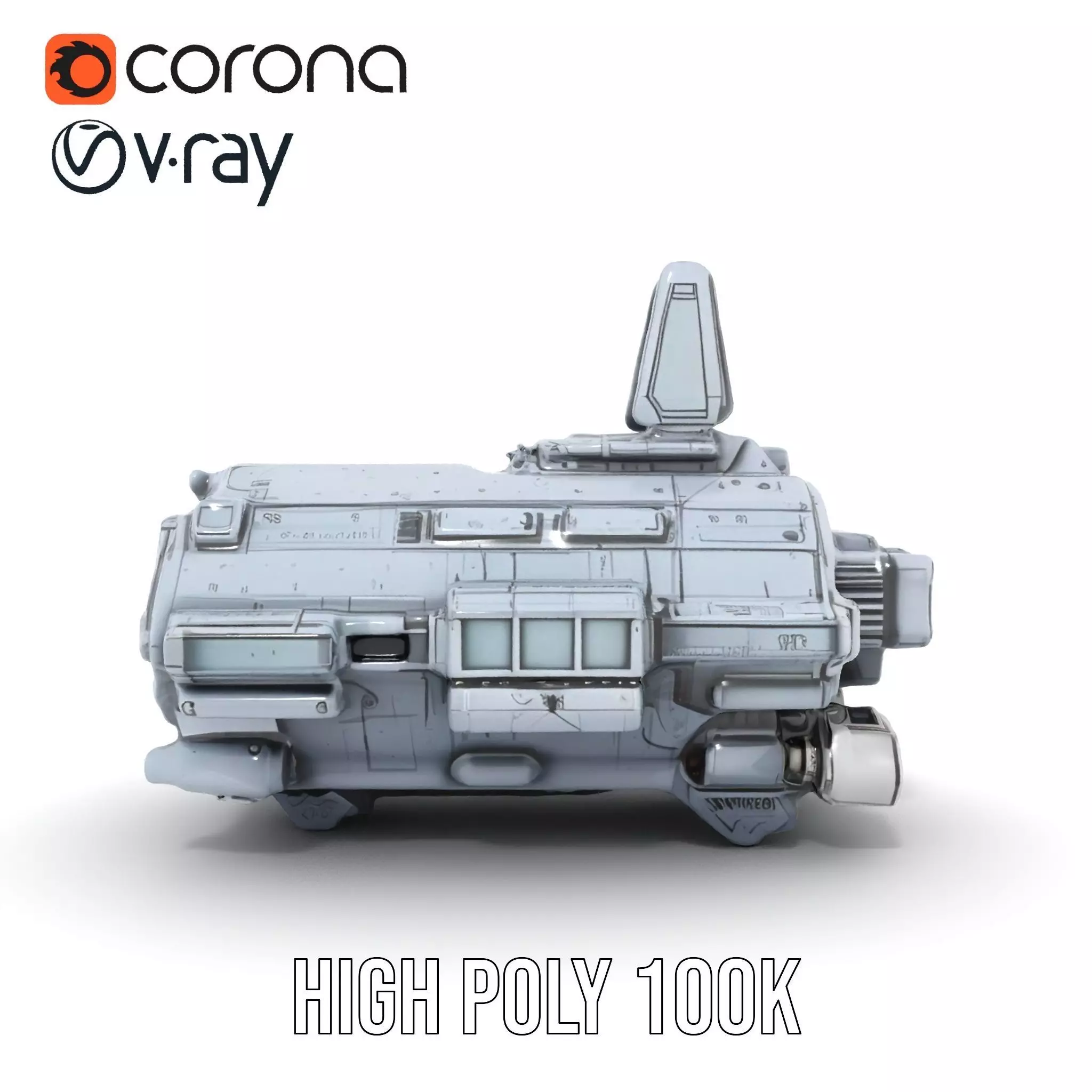 Futuristic Spaceship model pack Low-poly 3D model_31