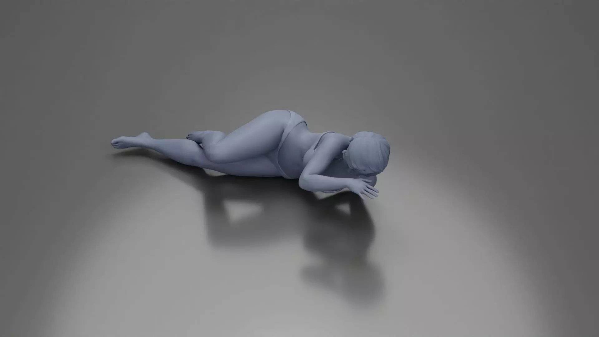 Woman in pink lingerie lying sideways resting arm with soft gaze 3D print model_12