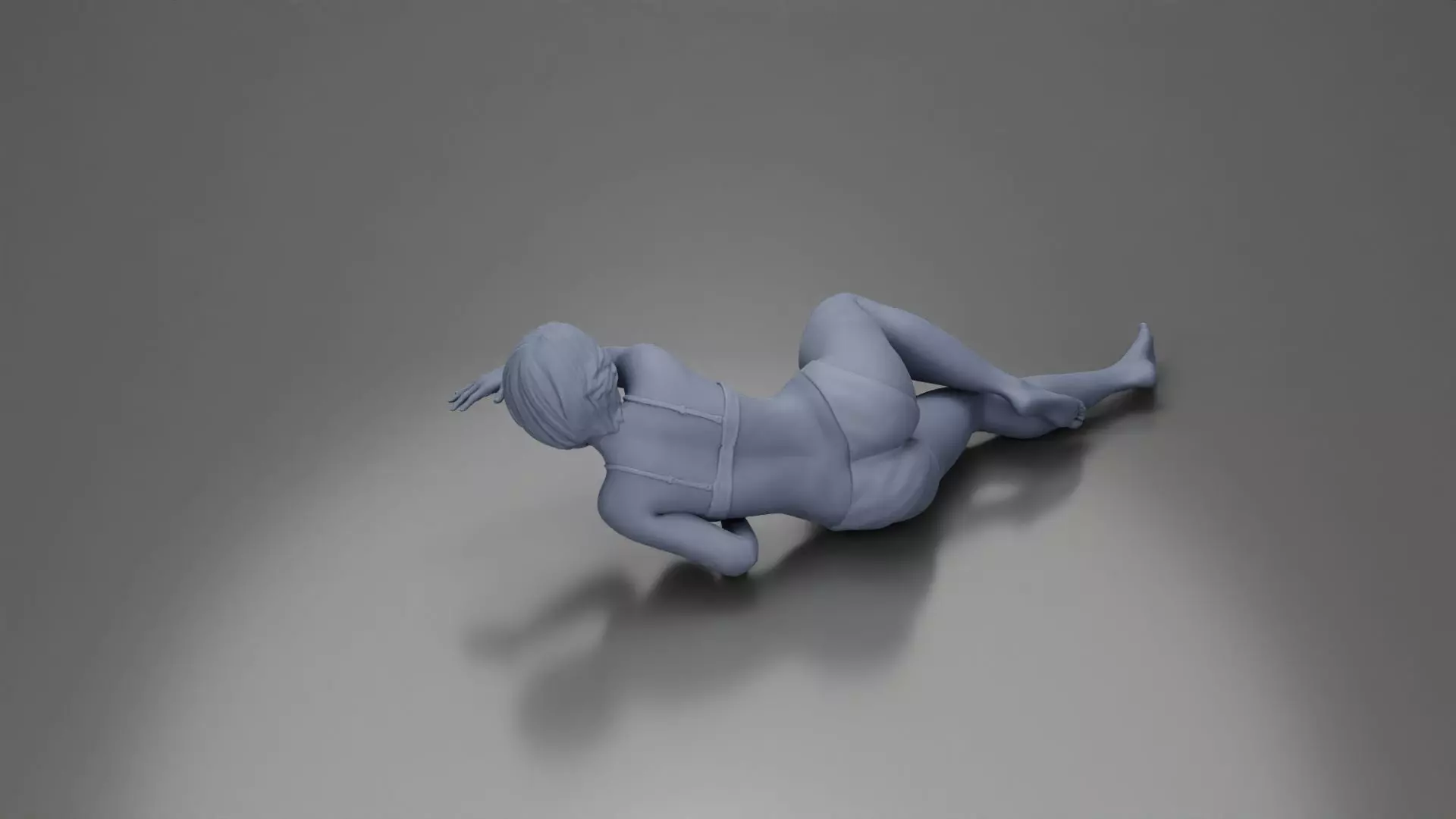 Woman in pink lingerie lying sideways resting arm with soft gaze 3D print model_10
