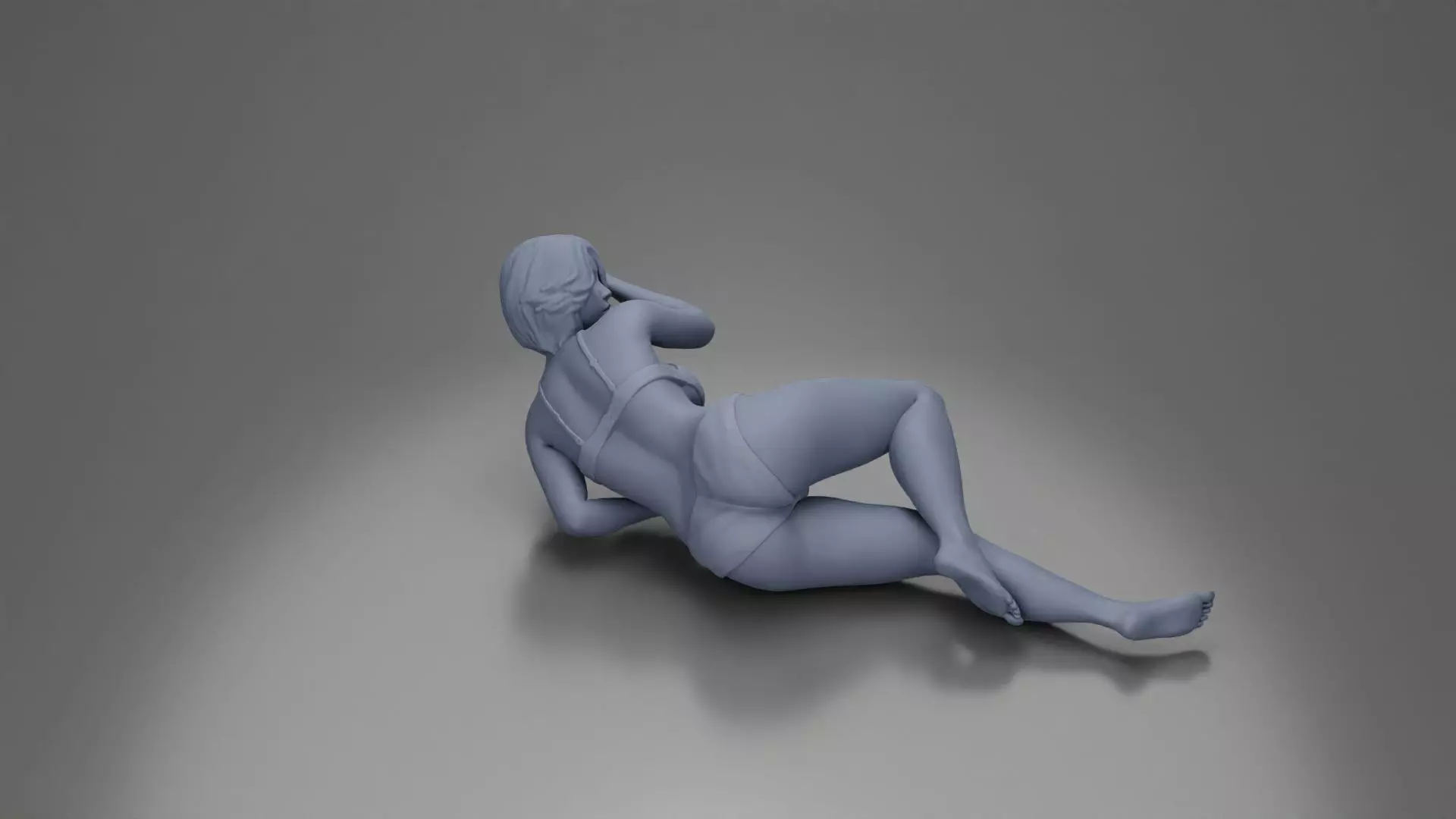 Woman in pink lingerie lying sideways resting arm with soft gaze 3D print model_9