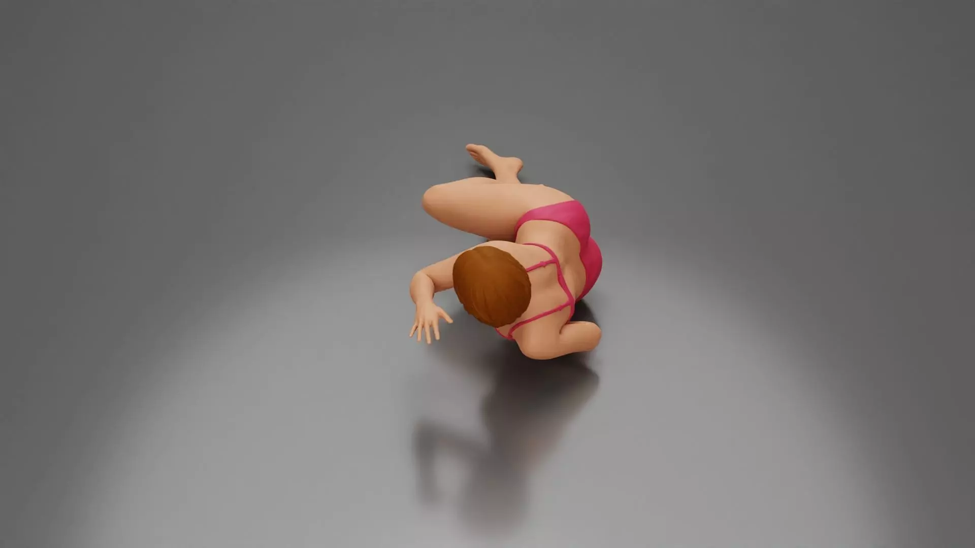 Woman in pink lingerie lying sideways resting arm with soft gaze 3D print model_5