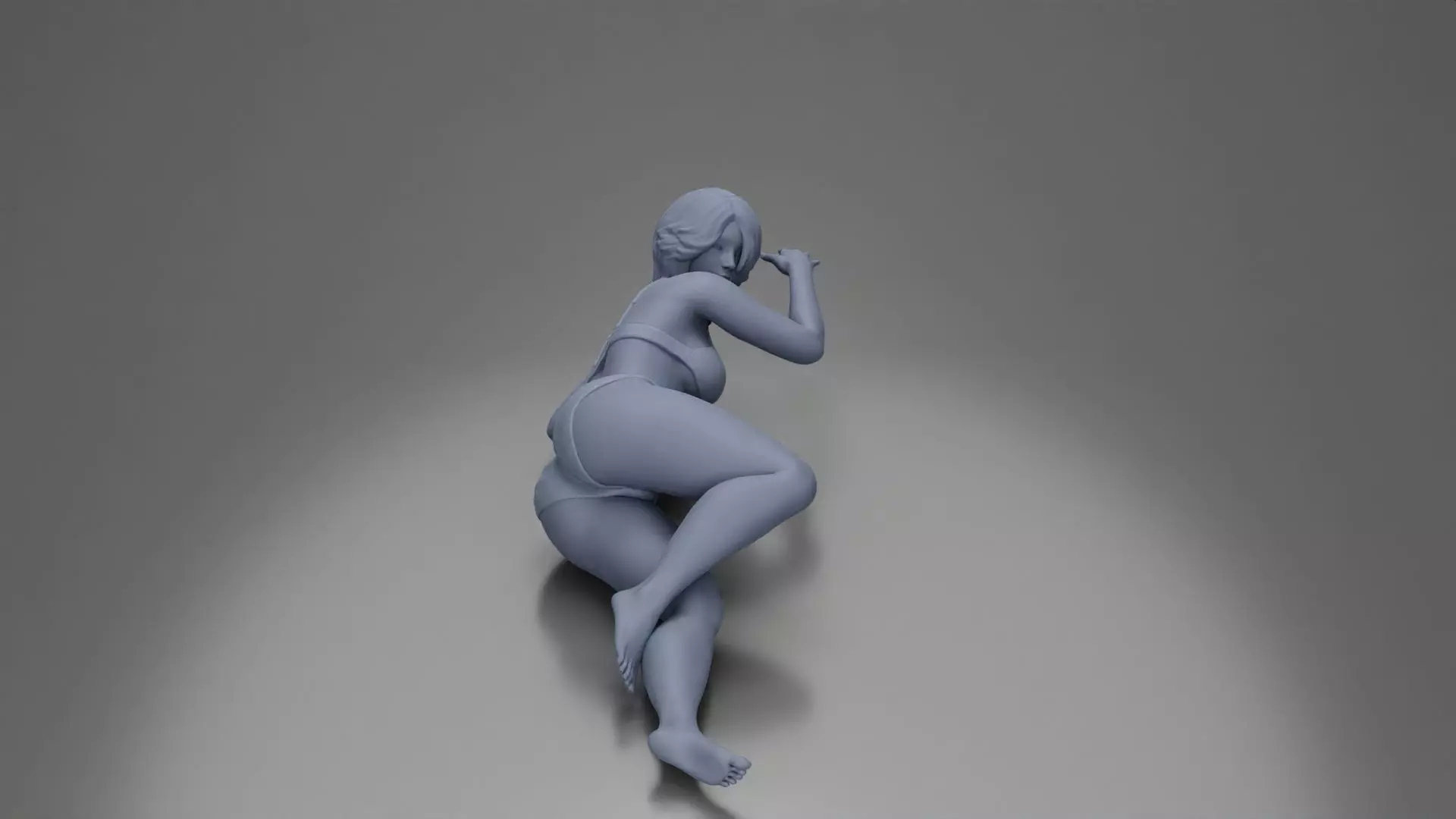 Woman in pink lingerie lying sideways resting arm with soft gaze 3D print model_8