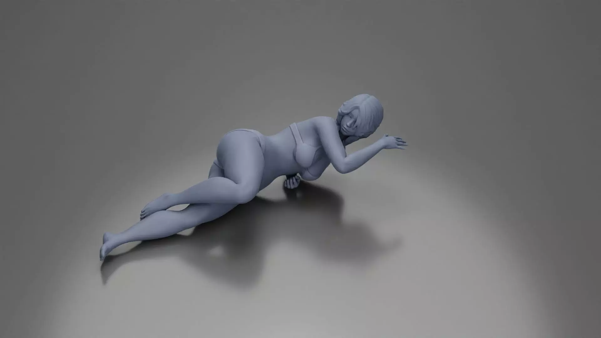 Woman in pink lingerie lying sideways resting arm with soft gaze 3D print model_7