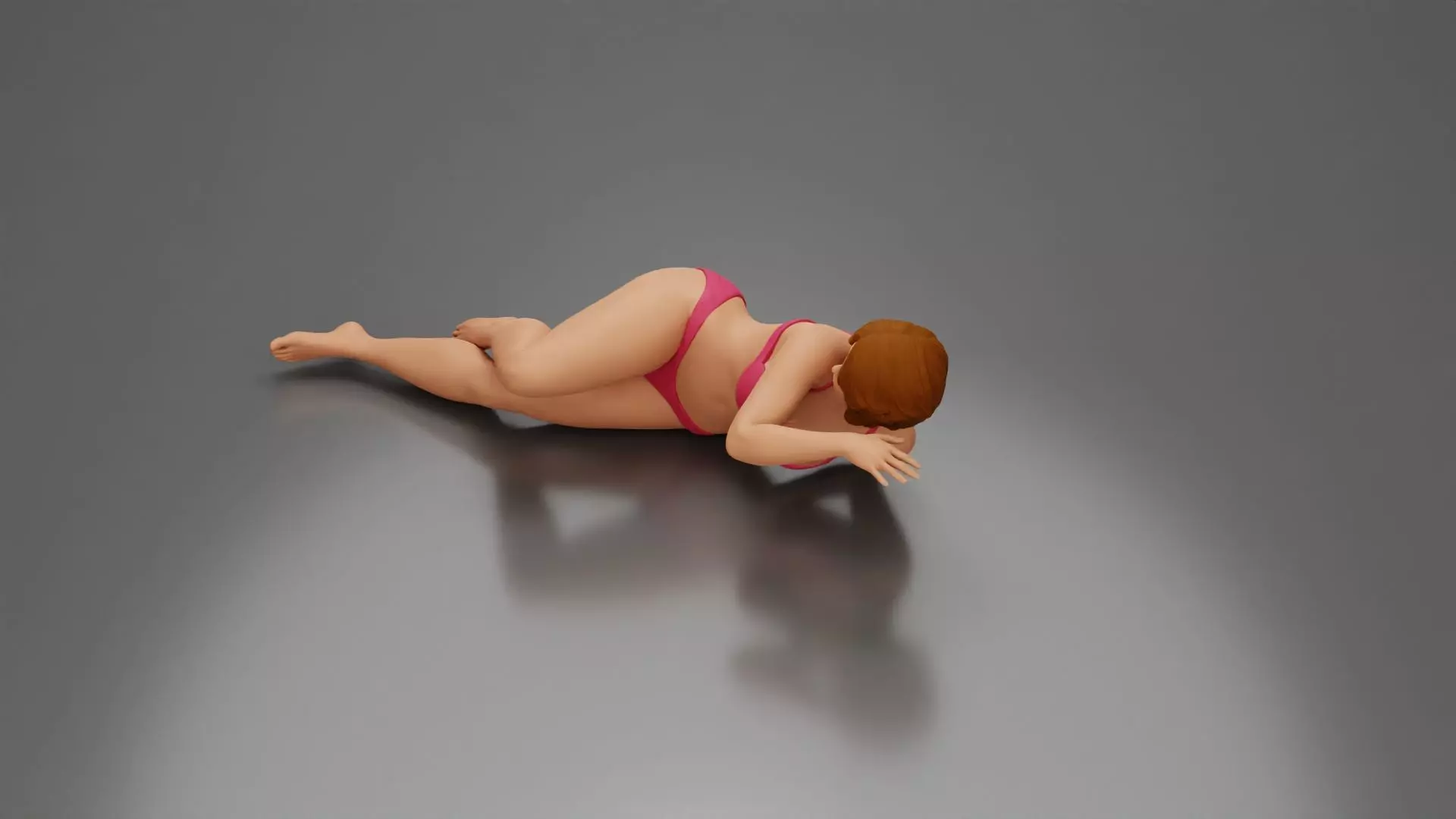 Woman in pink lingerie lying sideways resting arm with soft gaze 3D print model_6