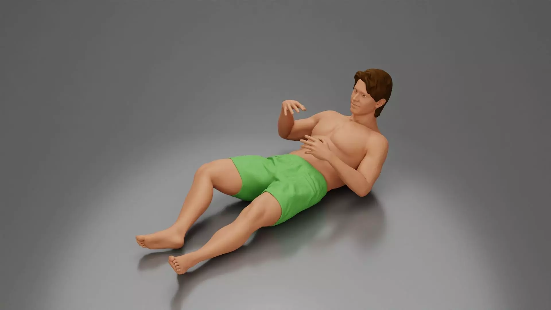 Couple cuddling affectionately on pillows wearing underwear 3D print model_5