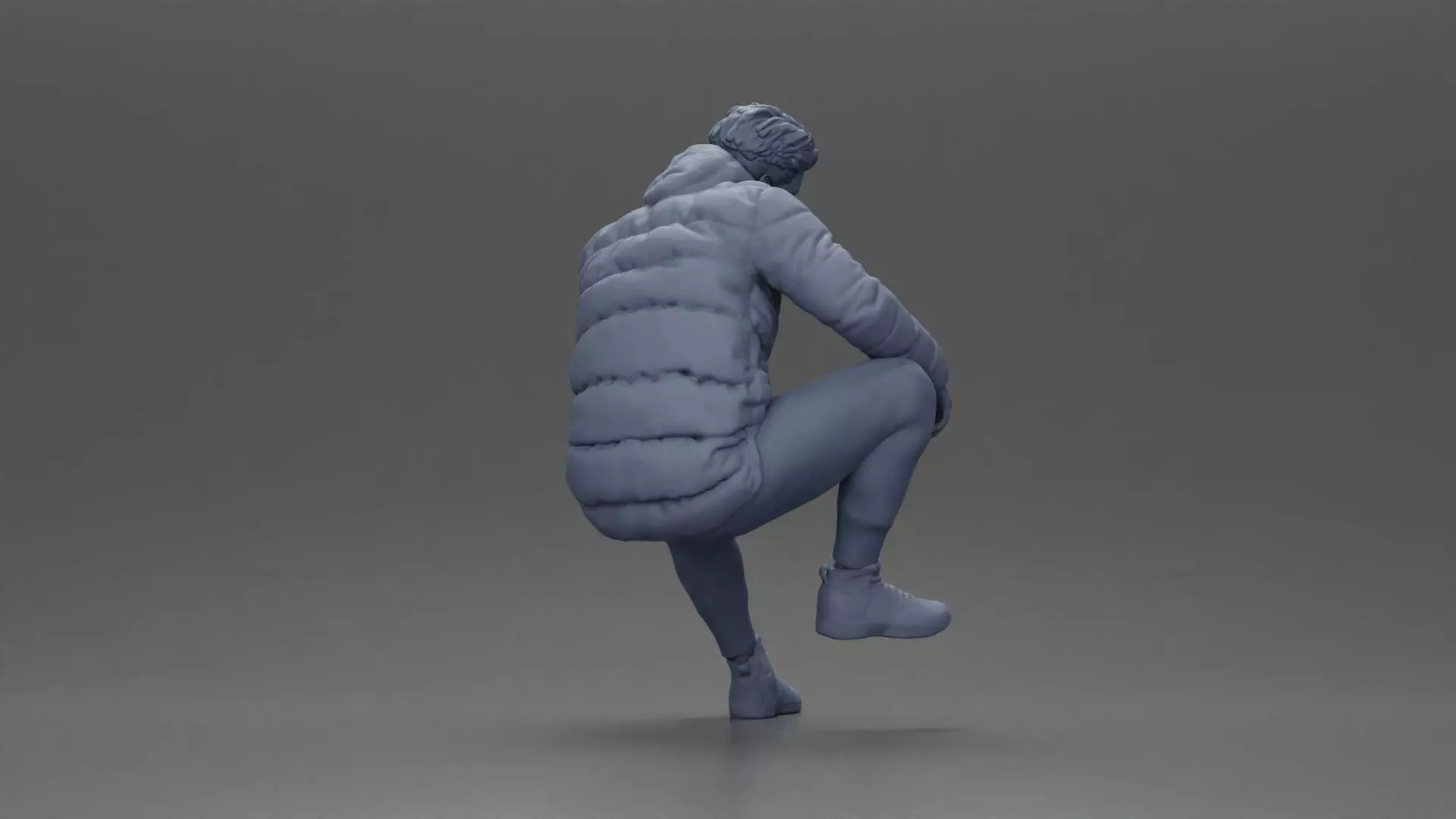 performer crouching in puffer jacket athletic stance setting 3D print model_8