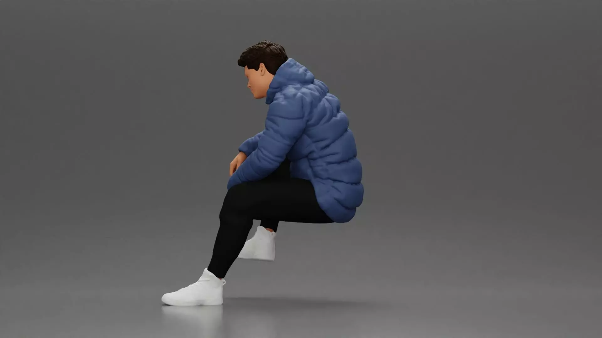 performer crouching in puffer jacket athletic stance setting 3D print model_4