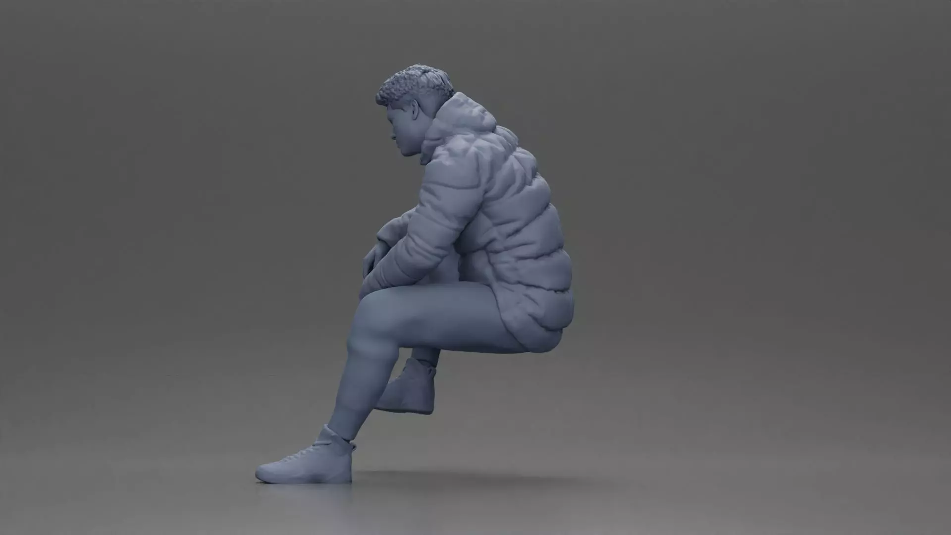 performer crouching in puffer jacket athletic stance setting 3D print model_10