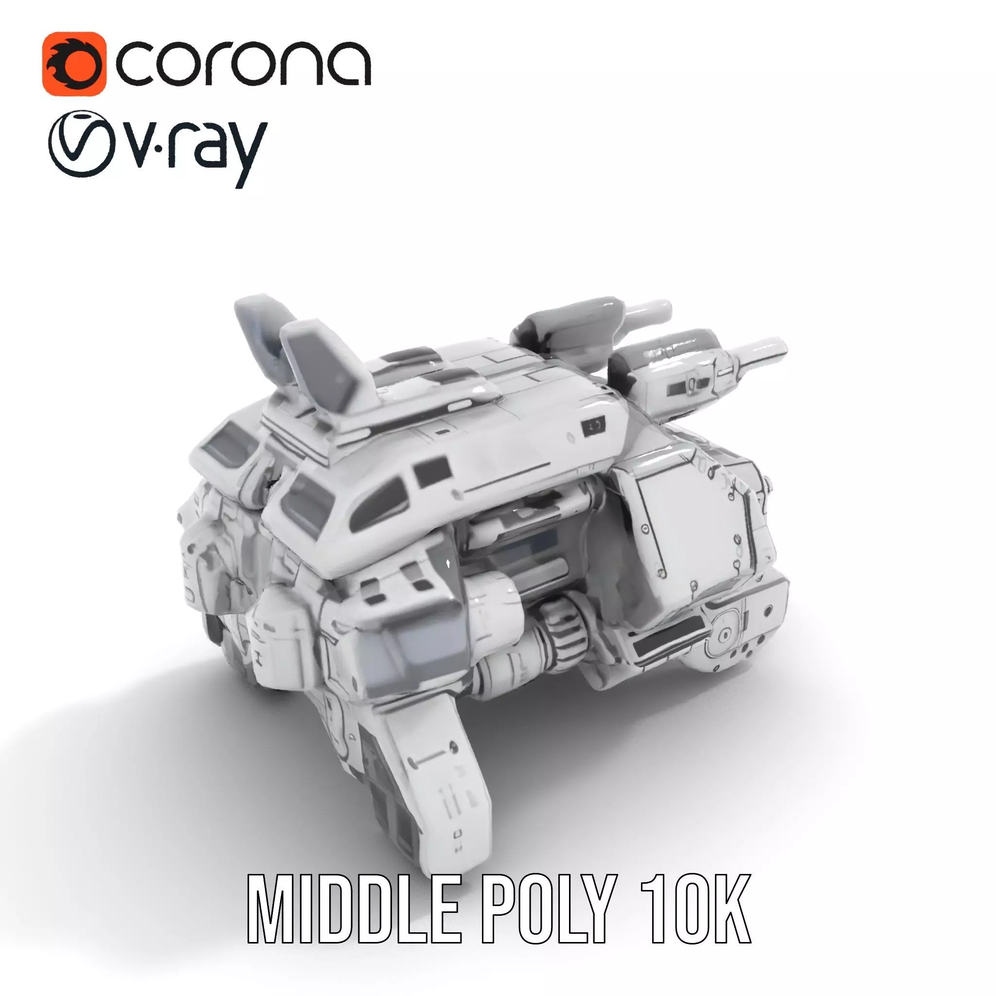 Futuristic Combat Vehicle model pack Low-poly 3D model_11