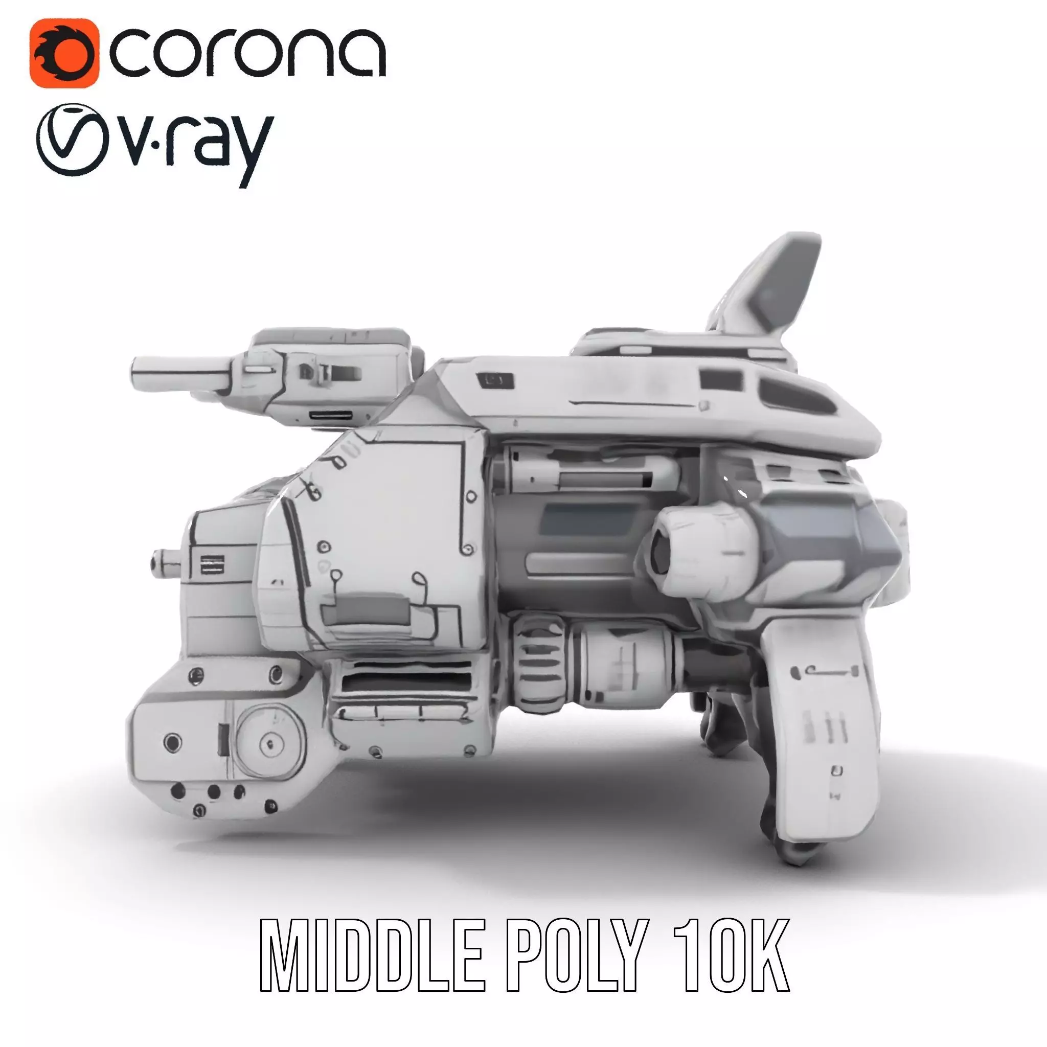 Futuristic Combat Vehicle model pack Low-poly 3D model_18
