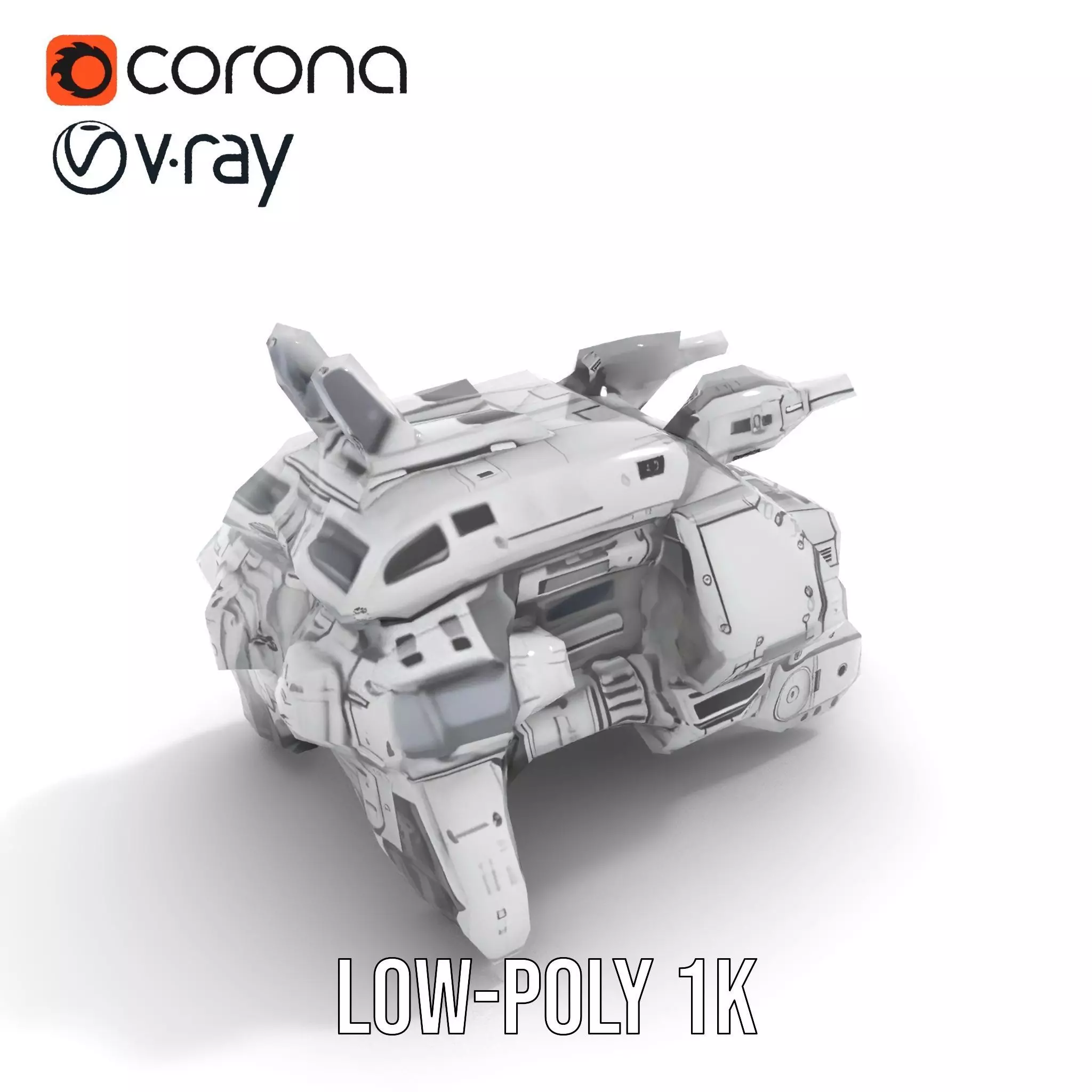 Futuristic Combat Vehicle model pack Low-poly 3D model_7